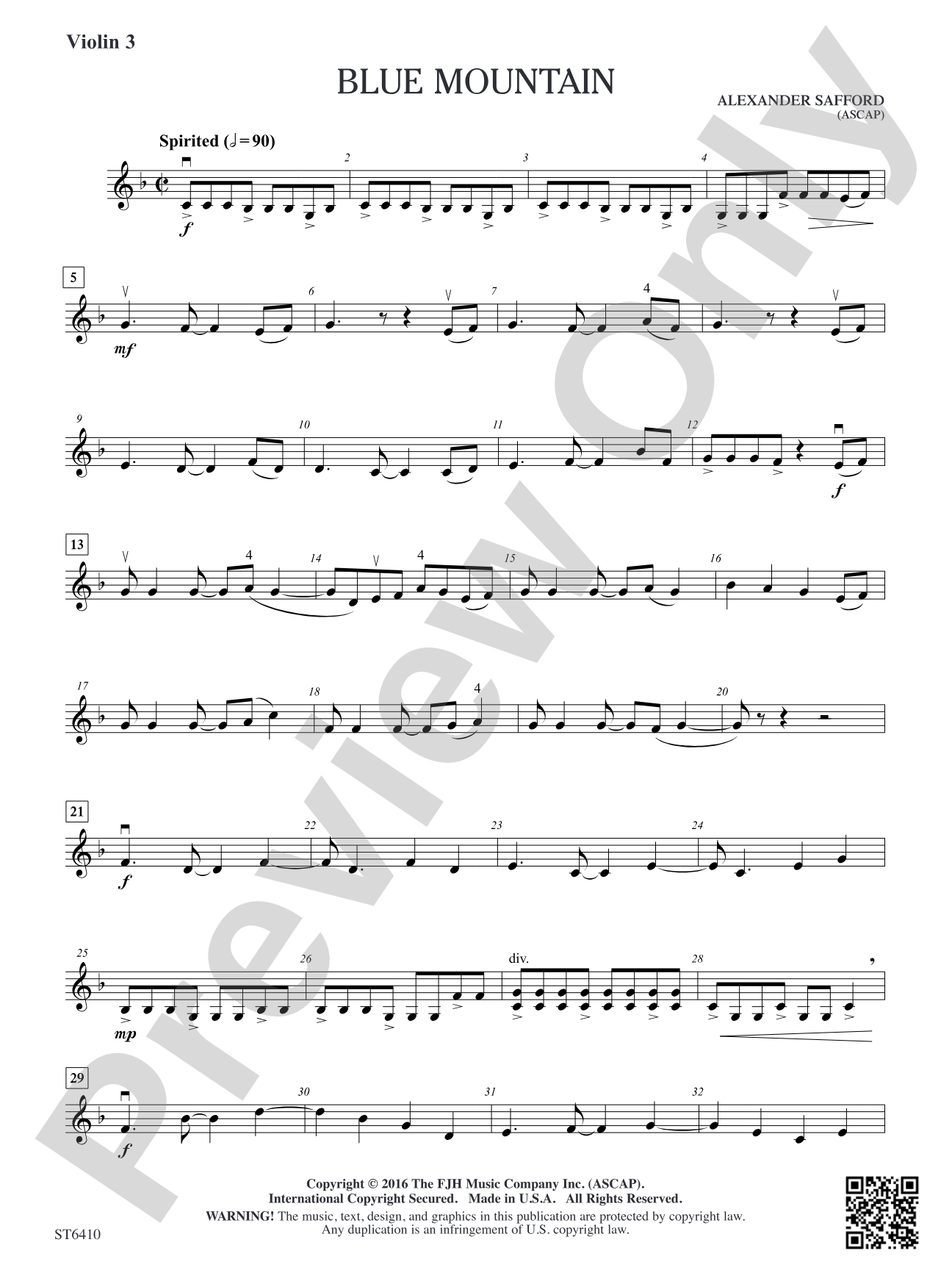 Blue Mountain: Violin 3 (Viola T.C.)