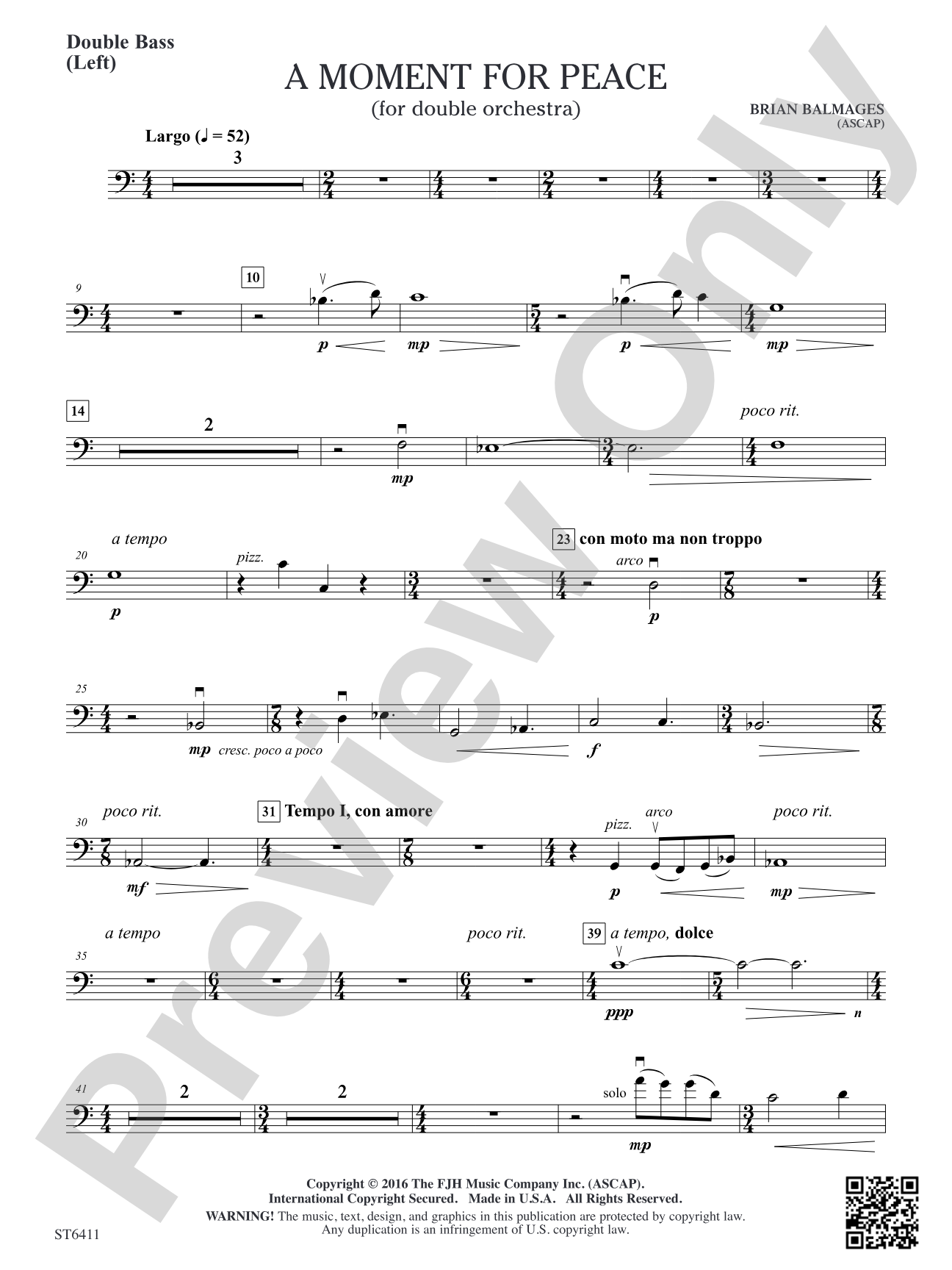 A Moment for Peace: Double Bass (Orchestra 1 – Left)