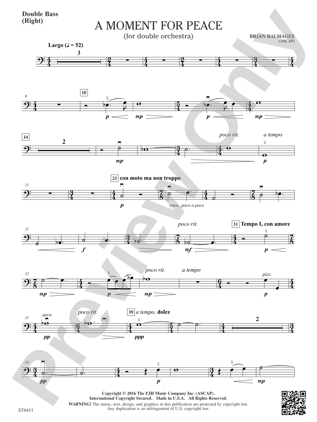 A Moment for Peace: Double Bass (Orchestra 2 – Right)