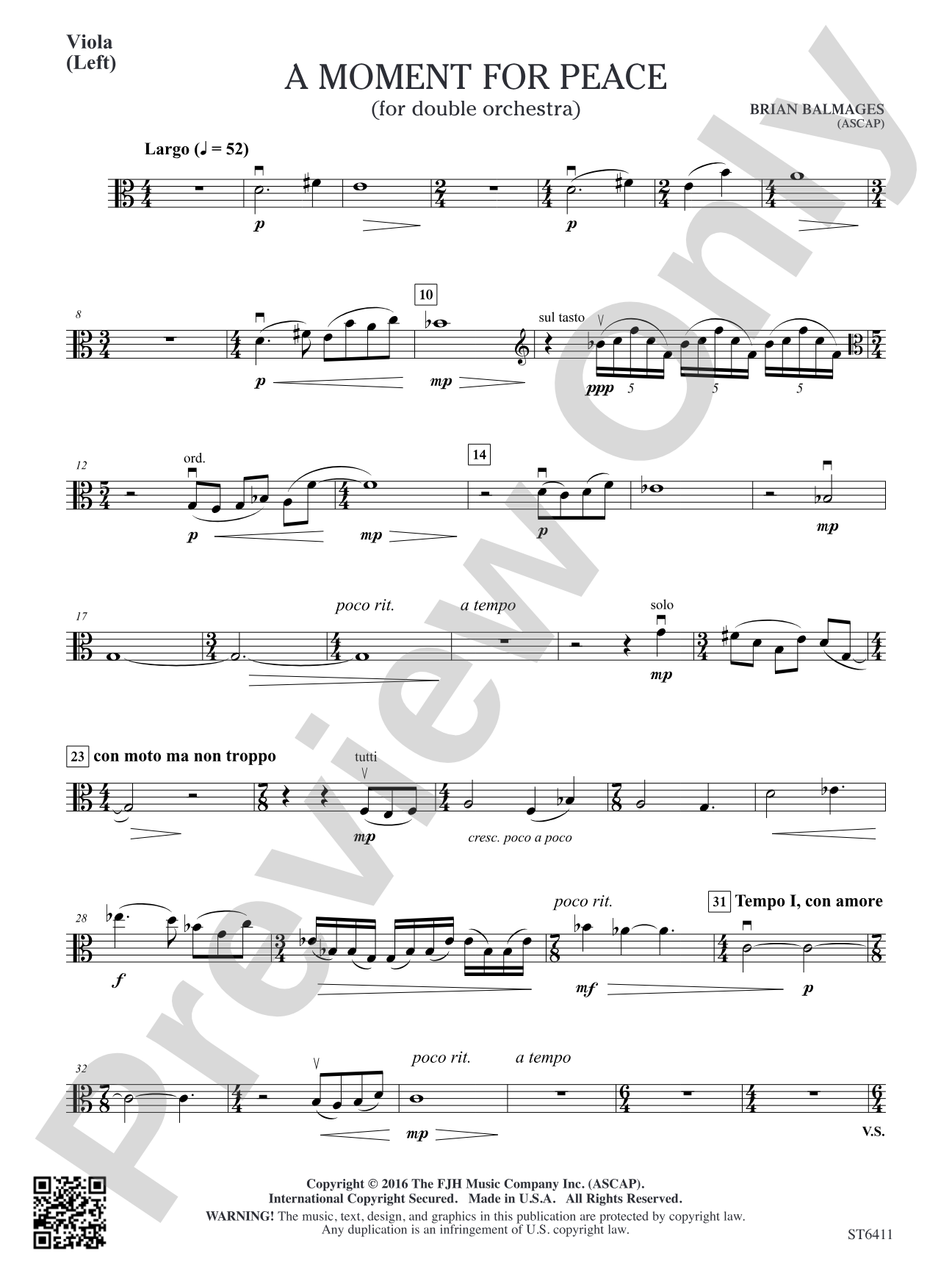 A Moment for Peace: Viola (Orchestra 1 – Left)