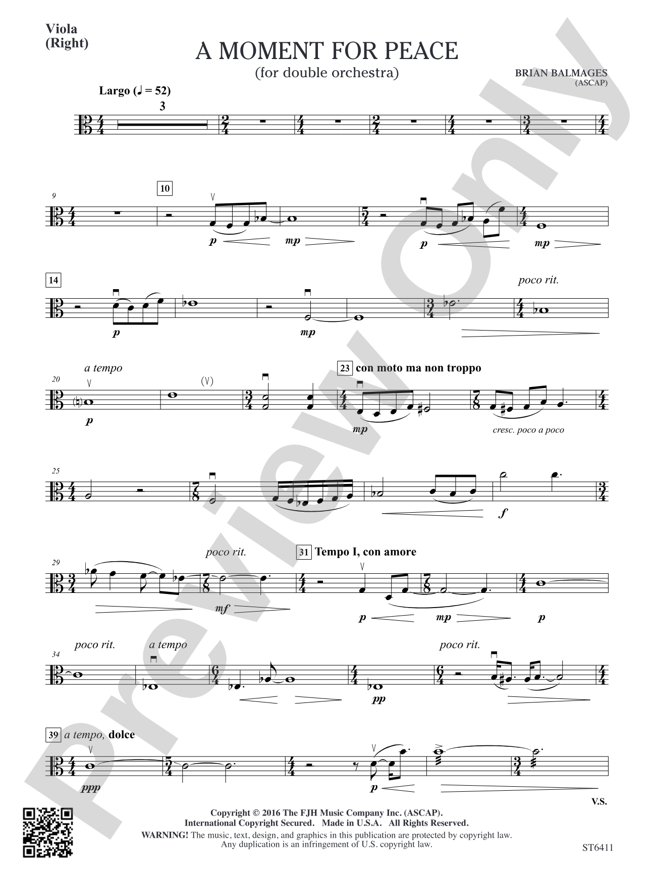 A Moment for Peace: Viola (Orchestra 2 – Right)