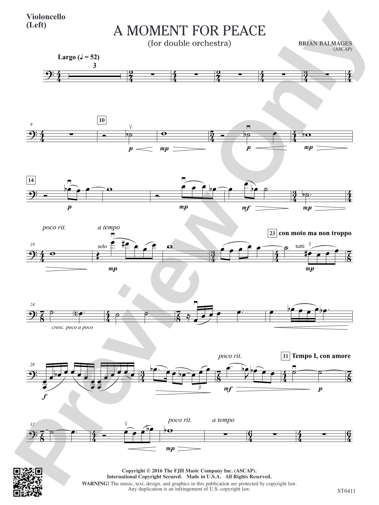 A Moment for Peace: Violoncello (Orchestra 1 – Left)