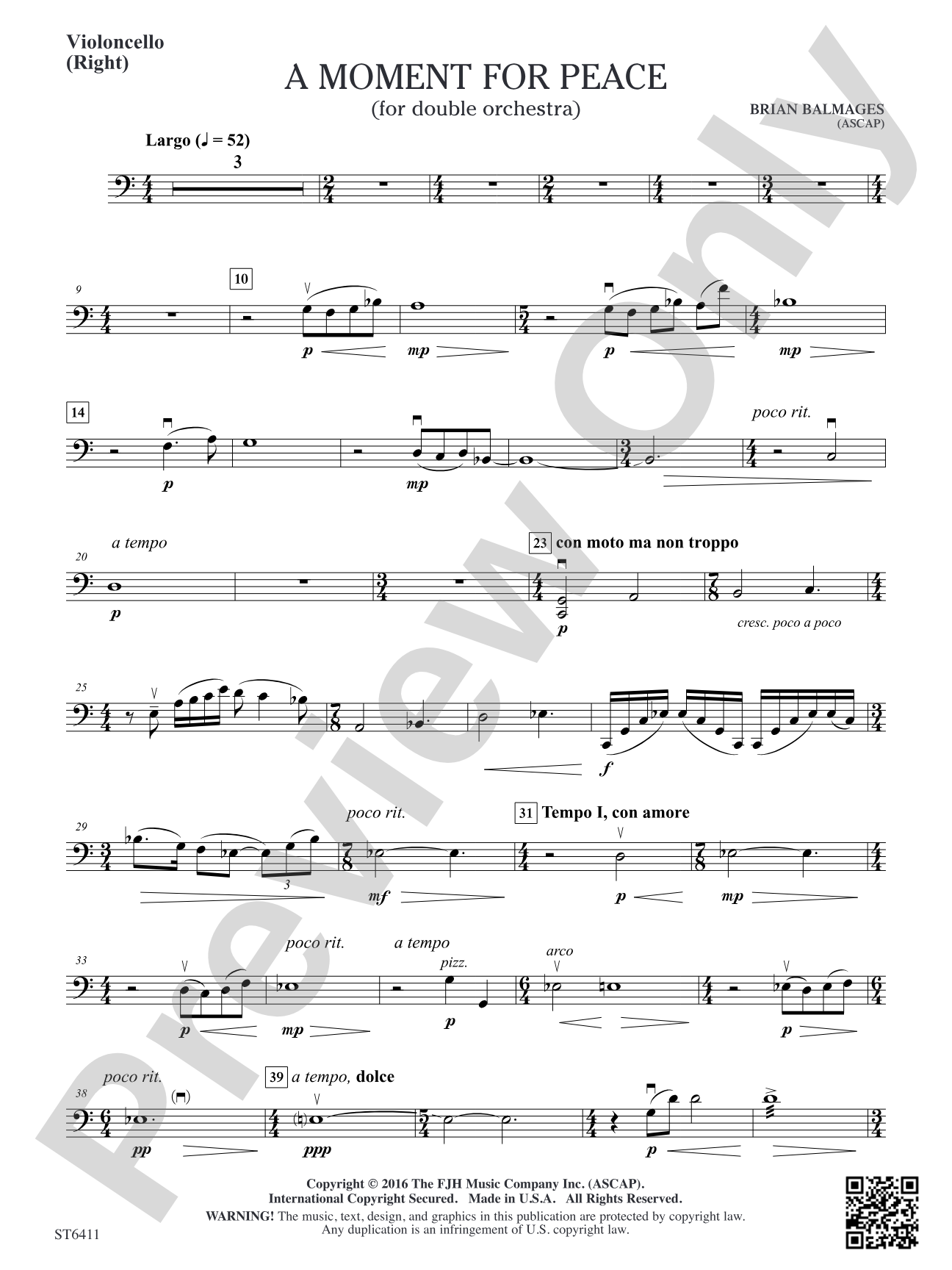A Moment for Peace: Violoncello (Orchestra 2 – Right)