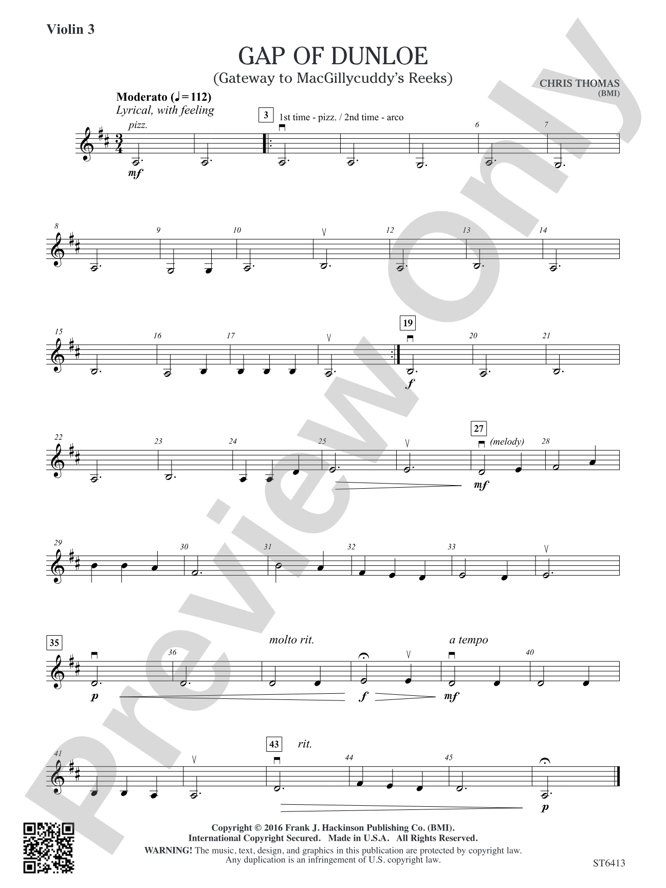 Gap of Dunloe: Violin 3 (Viola T.C.)