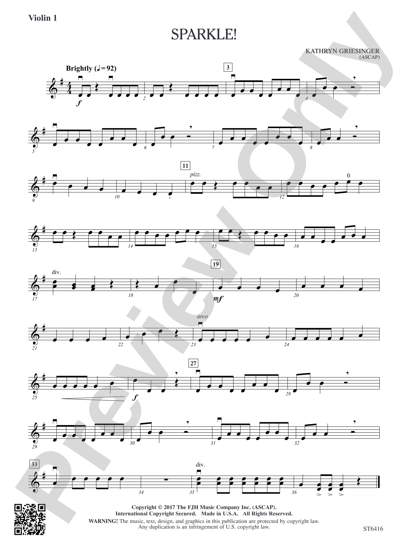 Sparkle!: Violin 1