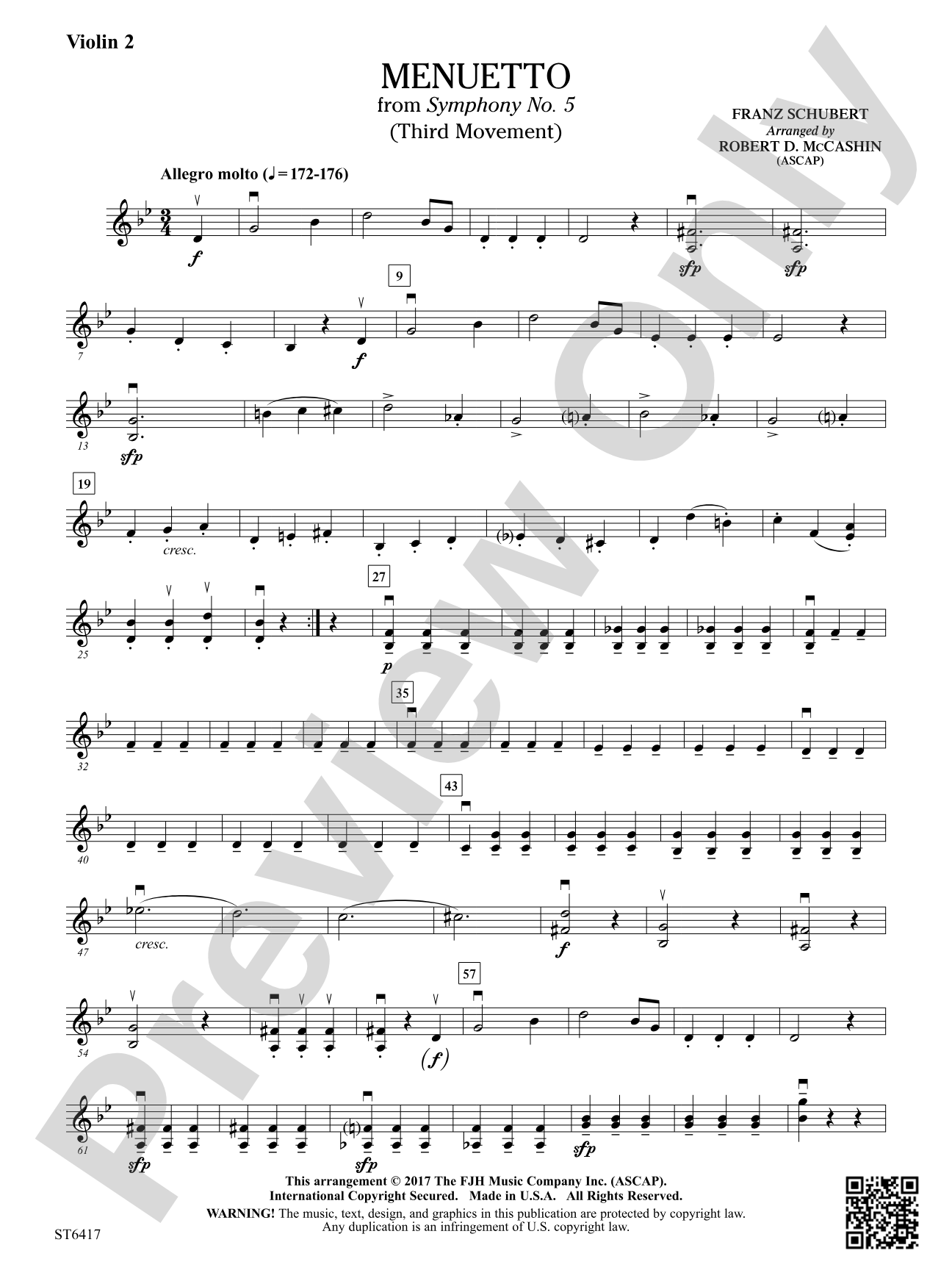 Menuetto From Symphony No 5: Violin 2