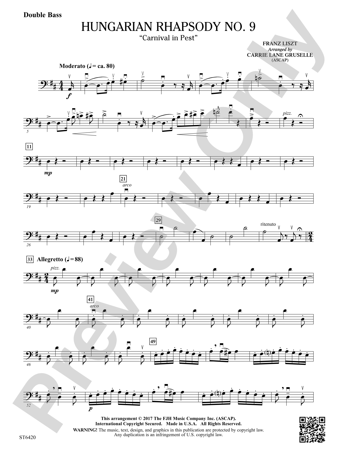 Hungarian Rhapsody No 9: Double Bass