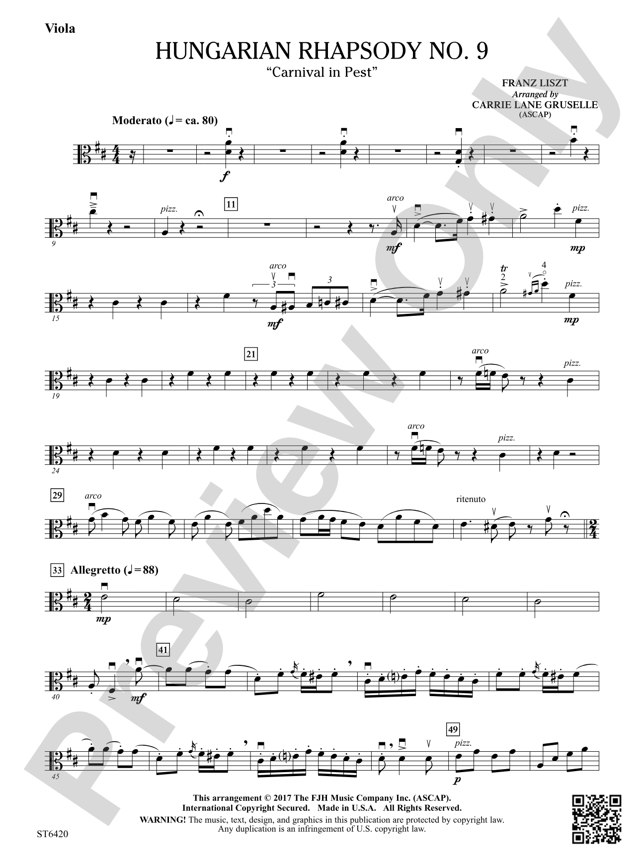 Hungarian Rhapsody No 9: Viola