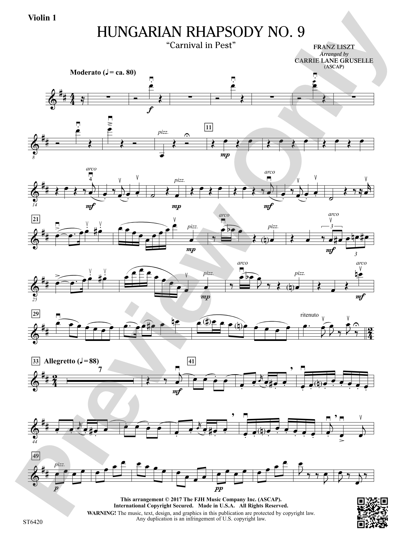 Hungarian Rhapsody No 9: Violin 1