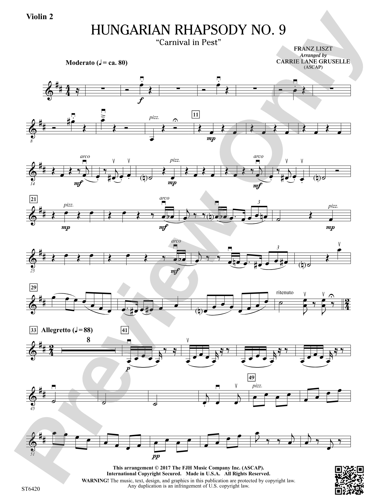 Hungarian Rhapsody No 9: Violin 2