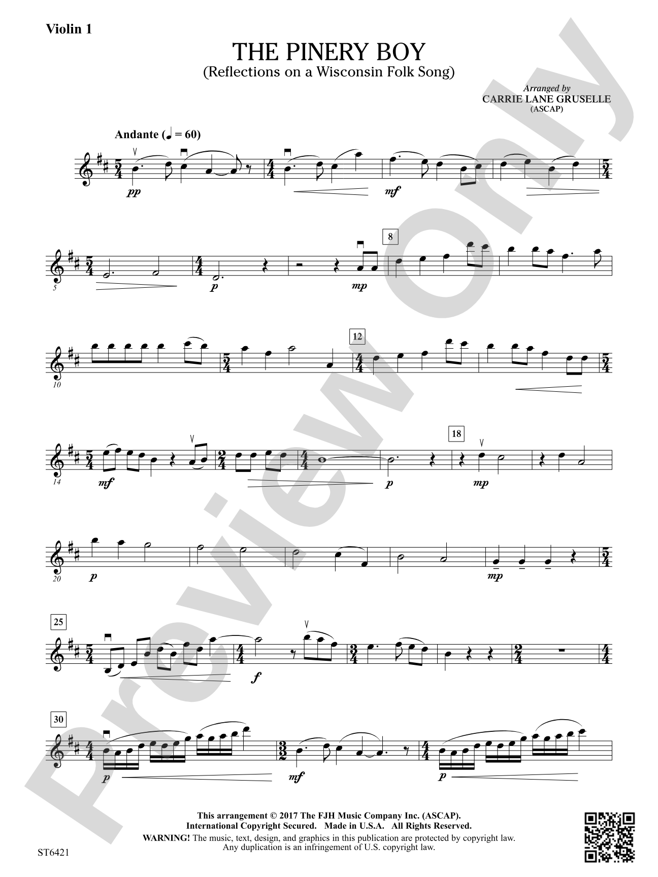 The Pinery Boy: Violin 1