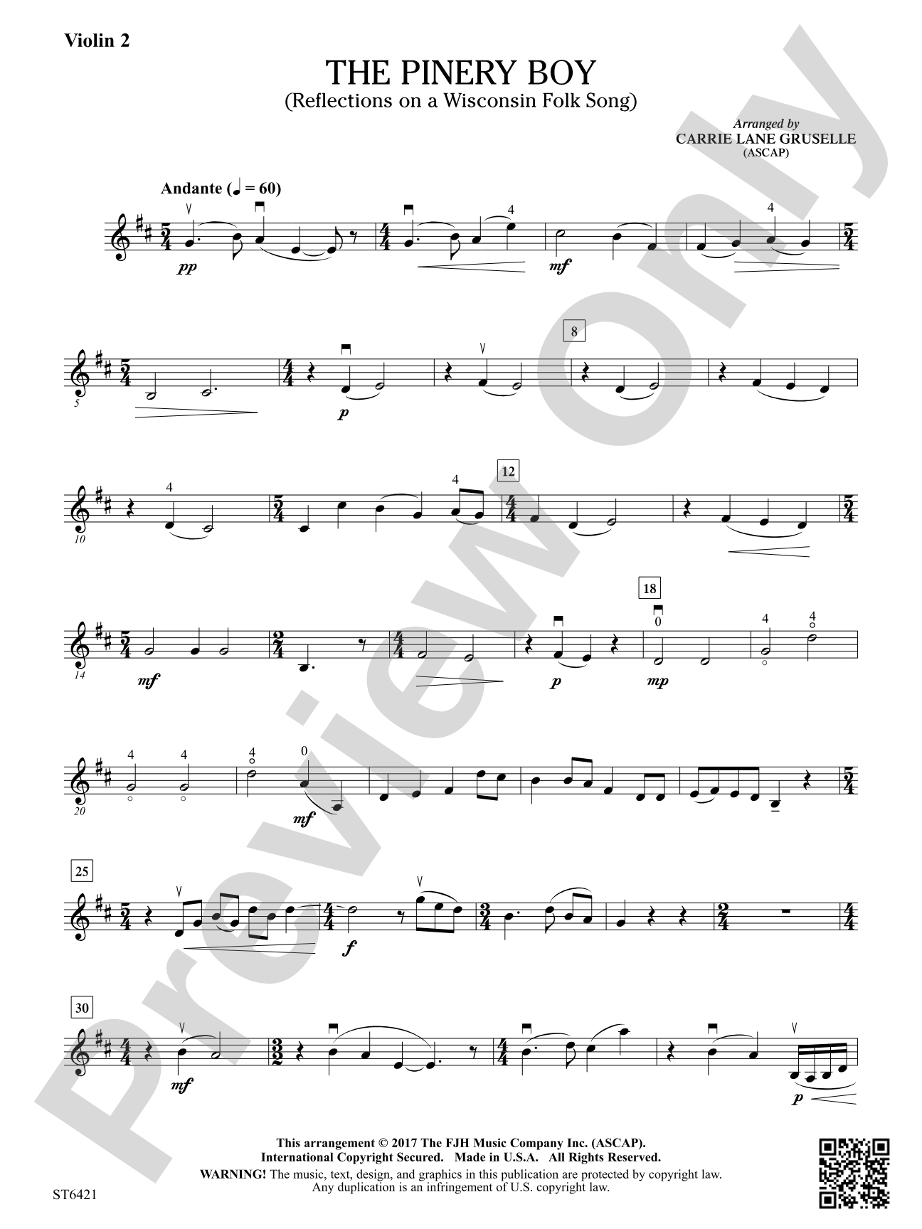 The Pinery Boy: Violin 2