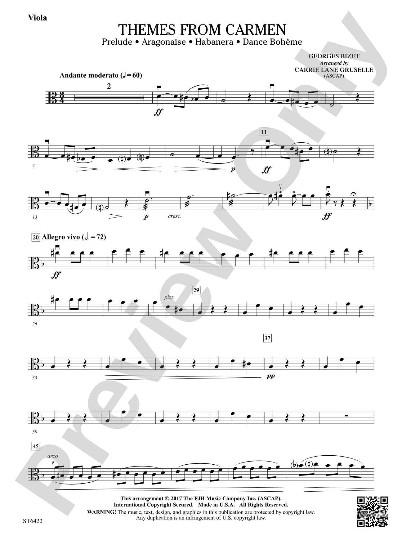 Themes from Carmen: Viola