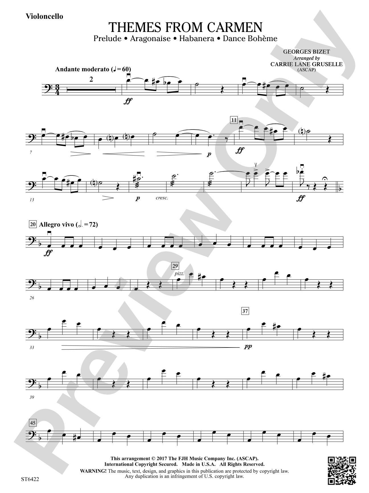 Themes from Carmen: Violoncello