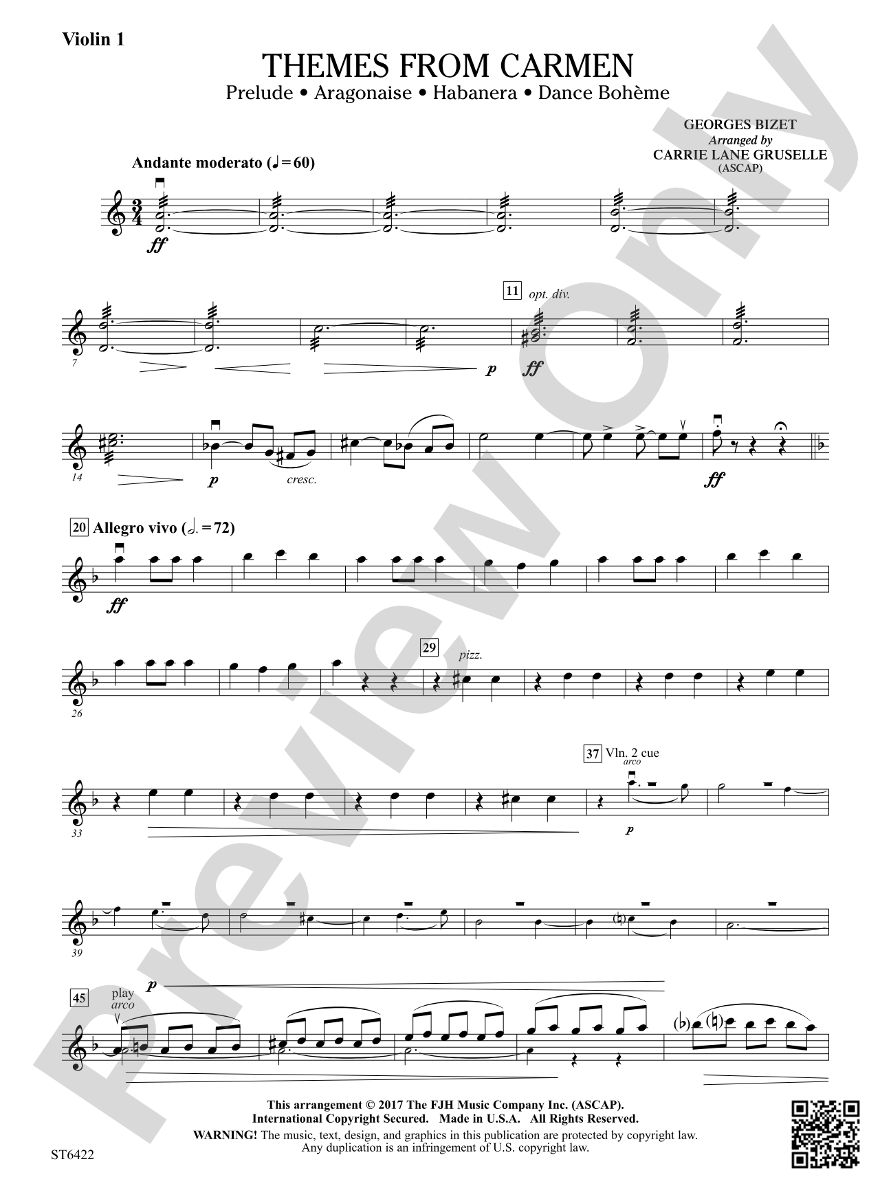 Themes from Carmen: Violin 1