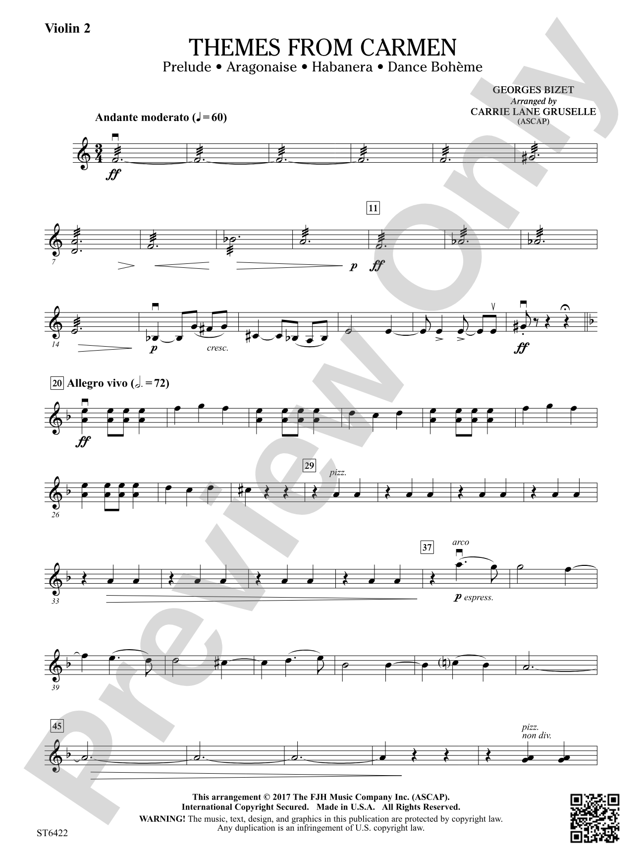 Themes from Carmen: Violin 2