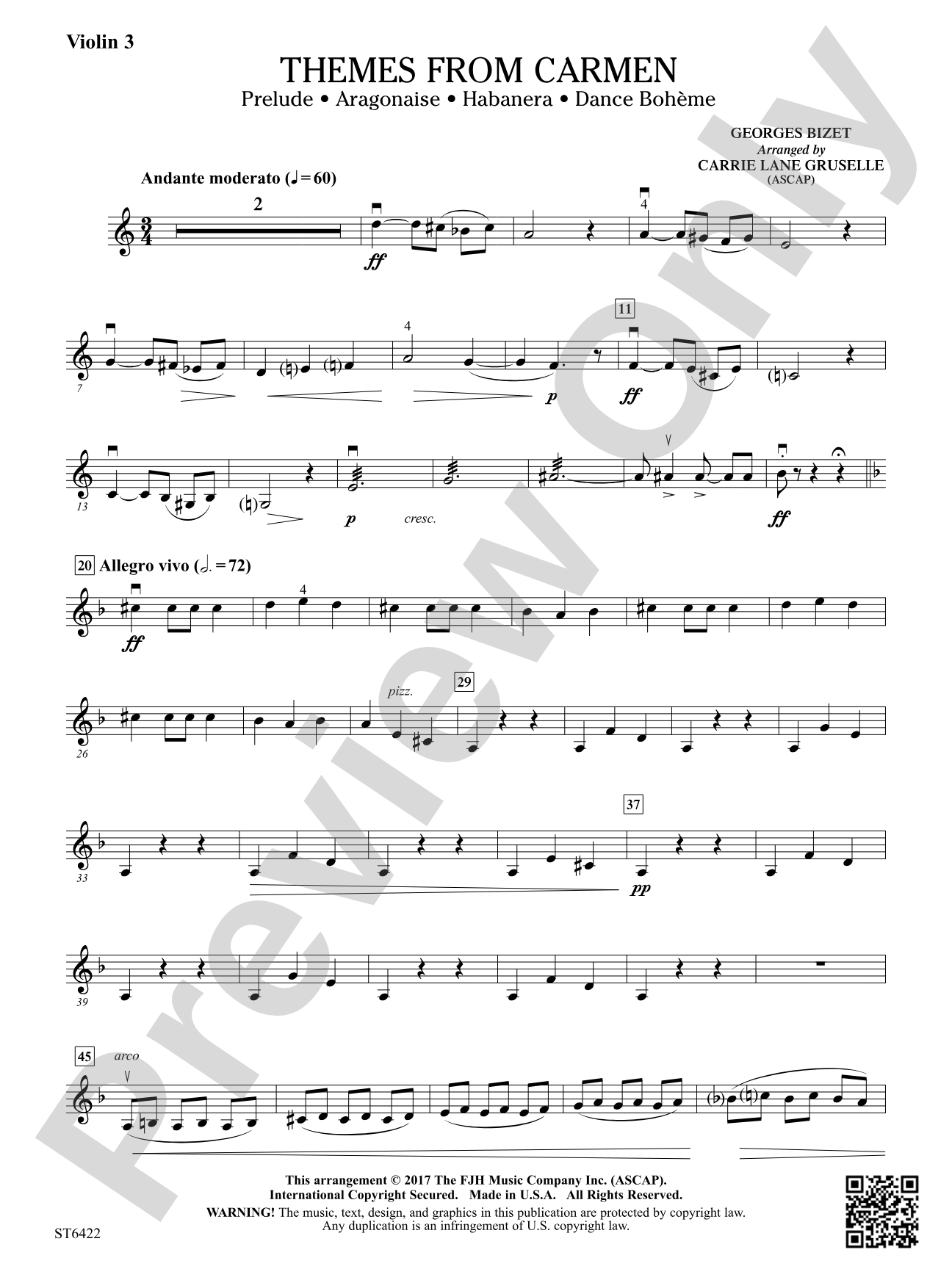 Themes from Carmen: Violin 3 (Viola T.C.)