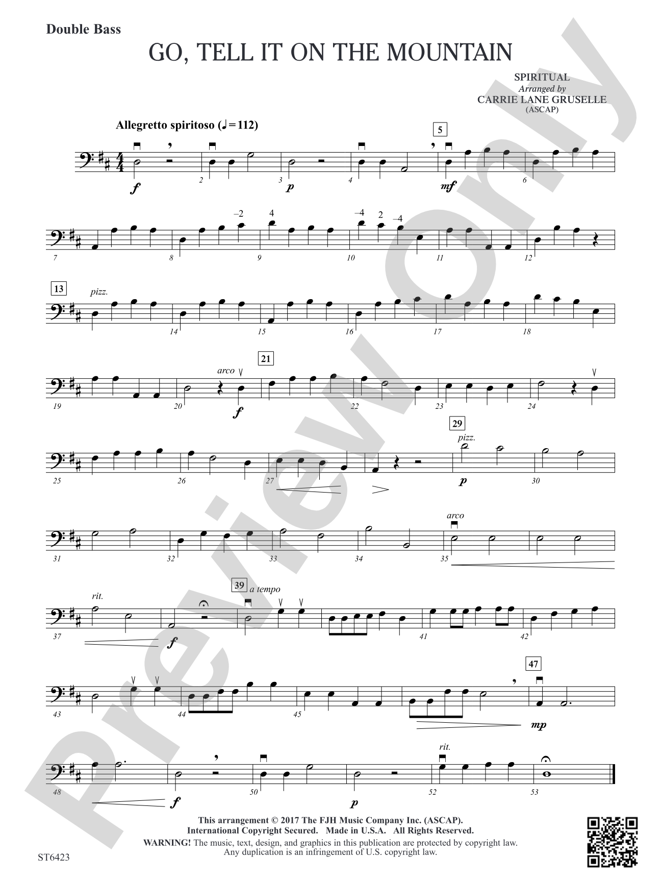 Go Tell it on the Mountain: Double Bass