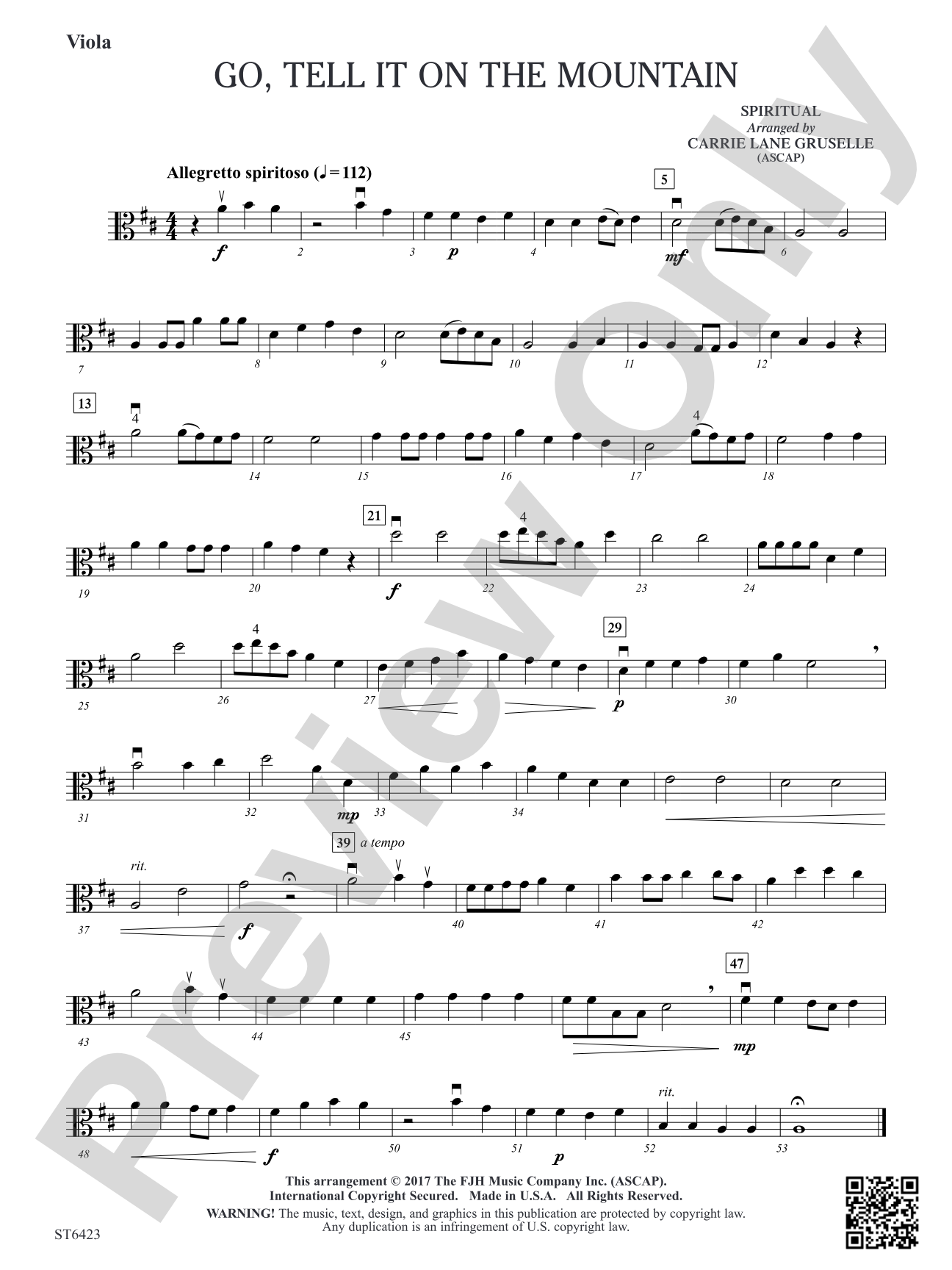 Go Tell it on the Mountain: Viola