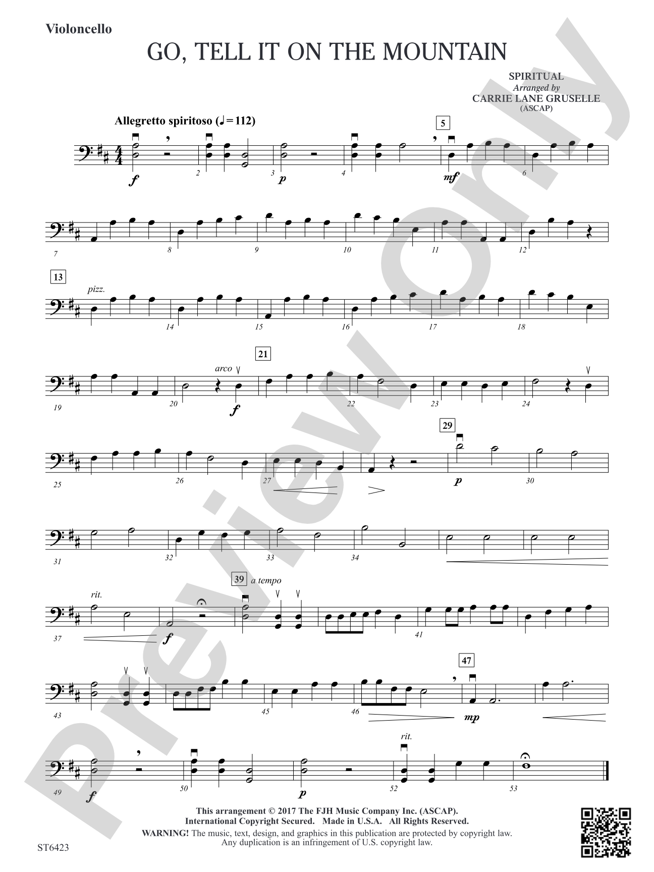 Go Tell it on the Mountain: Violoncello