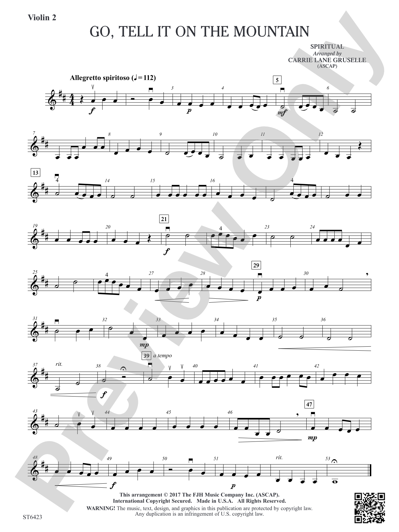 Go Tell it on the Mountain: Violin 2 (Viola T.C.)