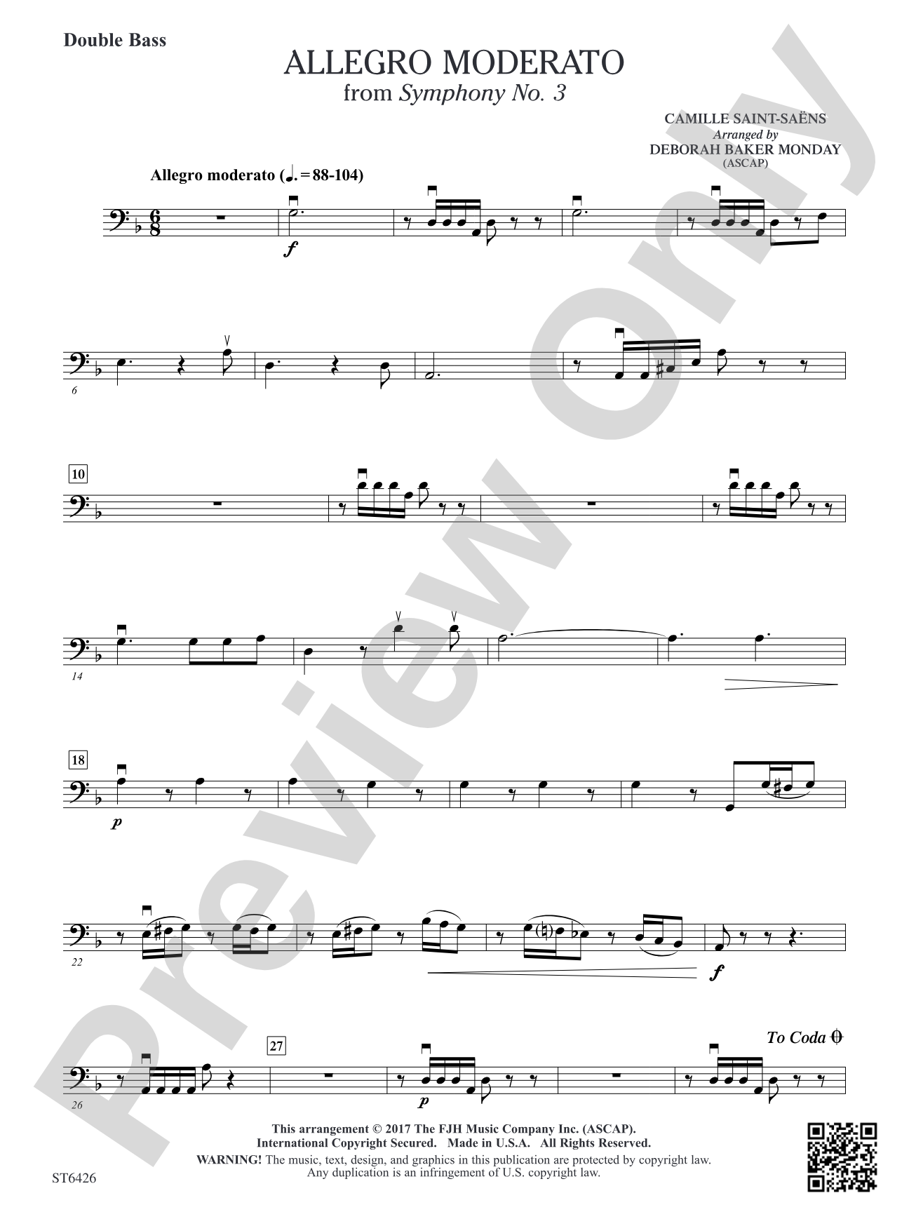 Allegro Moderato (From Symphony No. 3): Double Bass