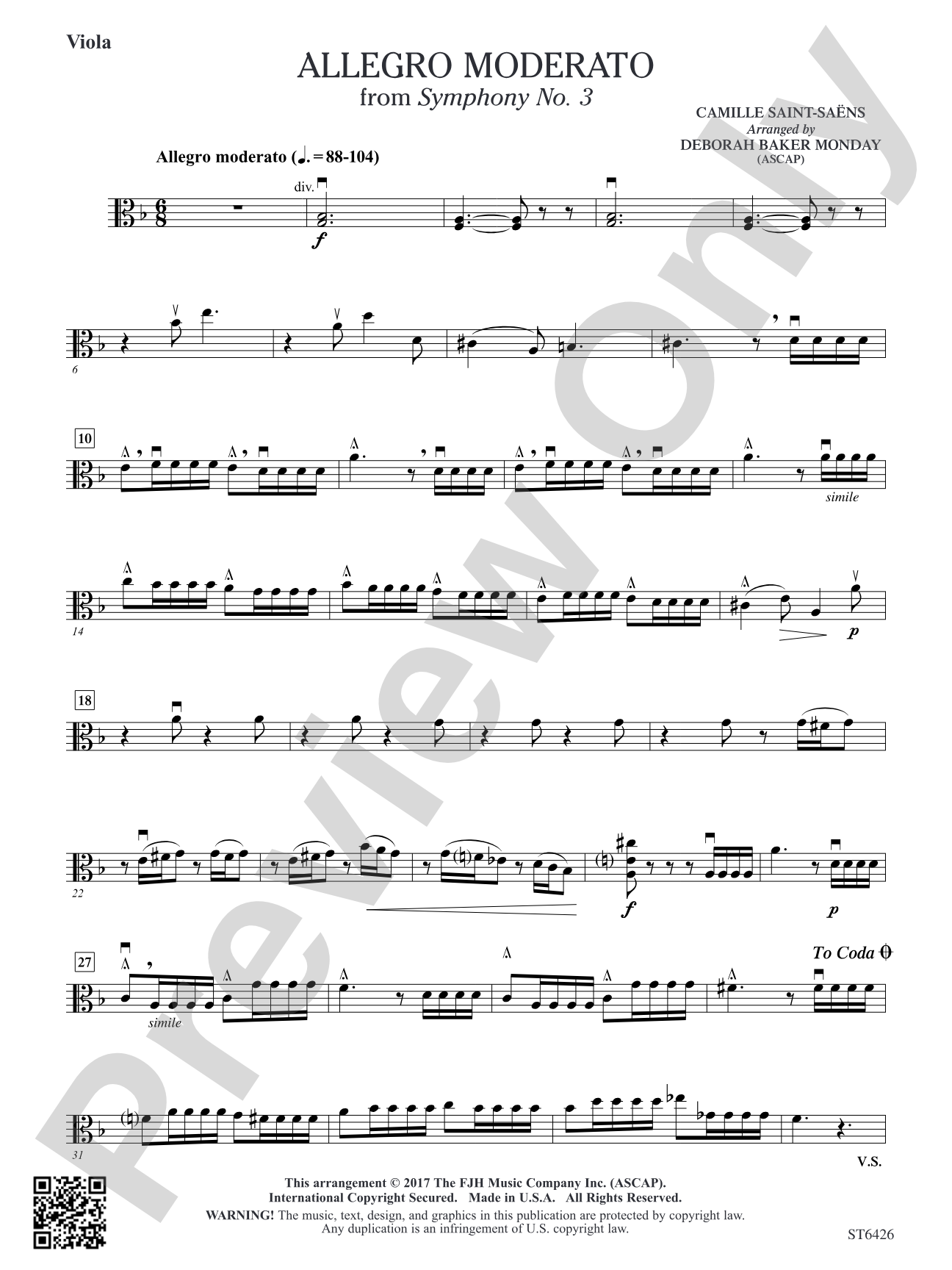 Allegro Moderato (From Symphony No. 3): Viola