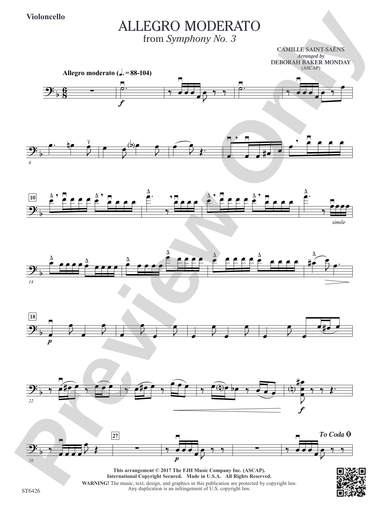 Allegro Moderato (From Symphony No. 3): Violoncello