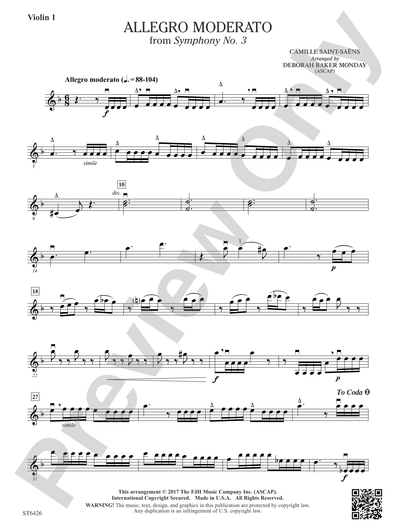 Allegro Moderato (From Symphony No. 3): Violin 1
