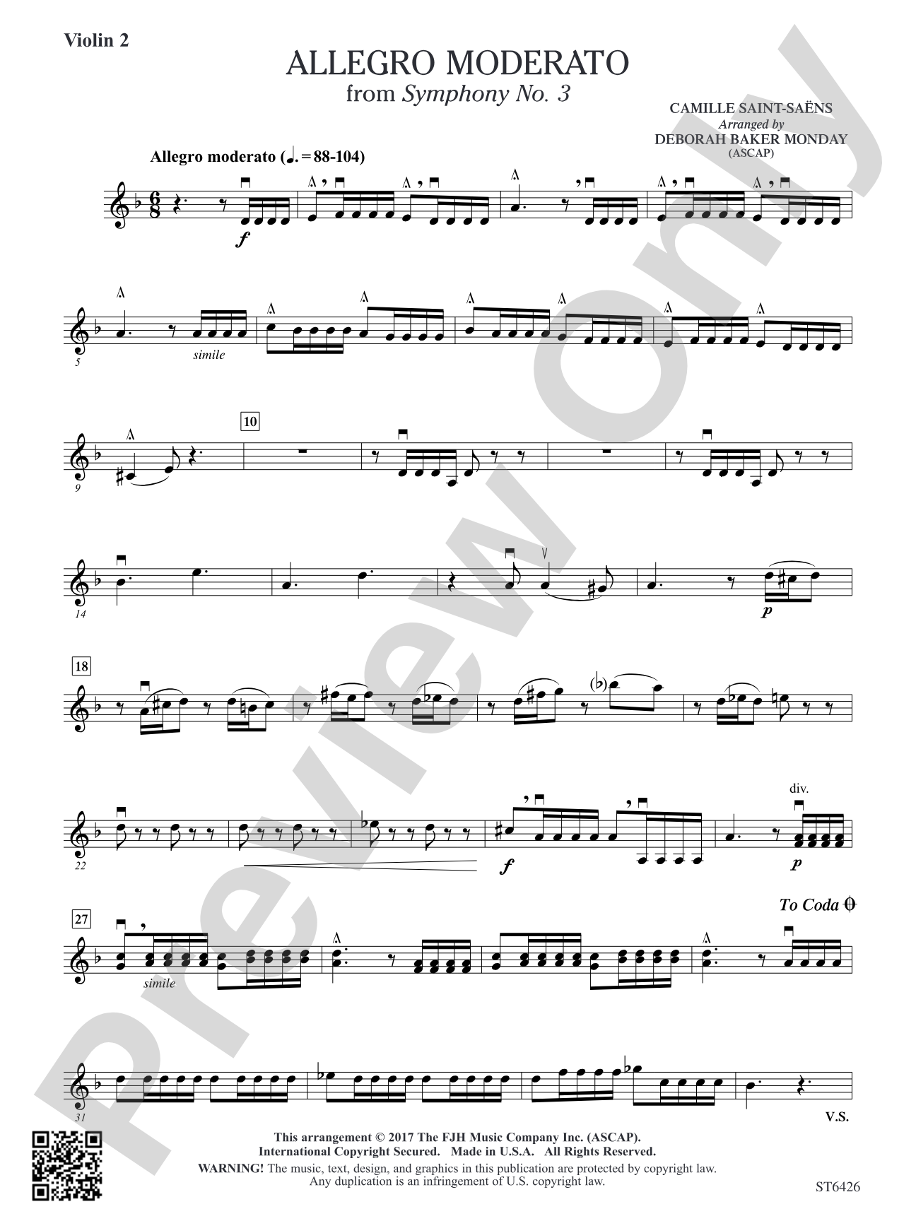 Allegro Moderato (From Symphony No. 3): Violin 2