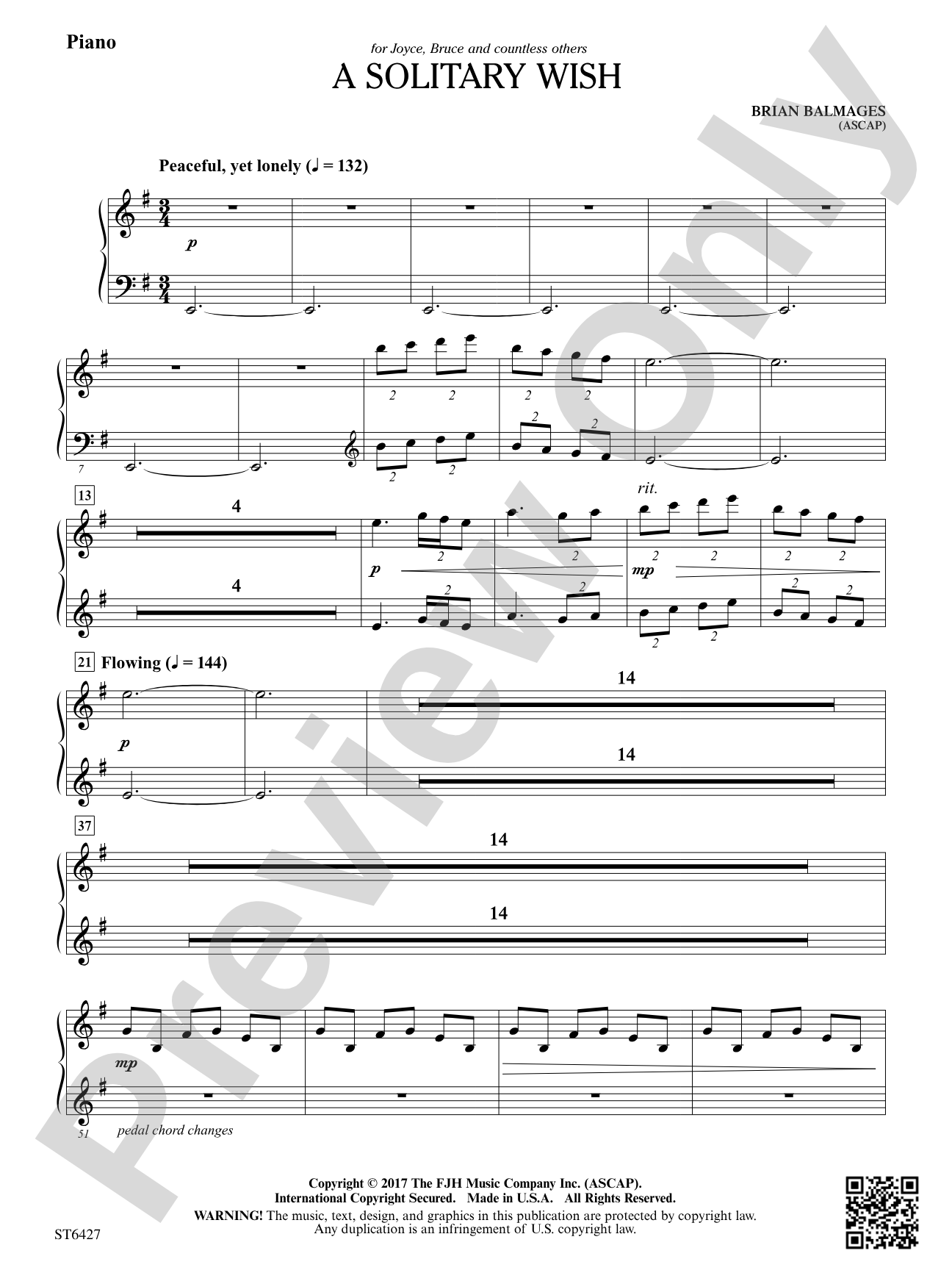 A Solitary Wish: Piano