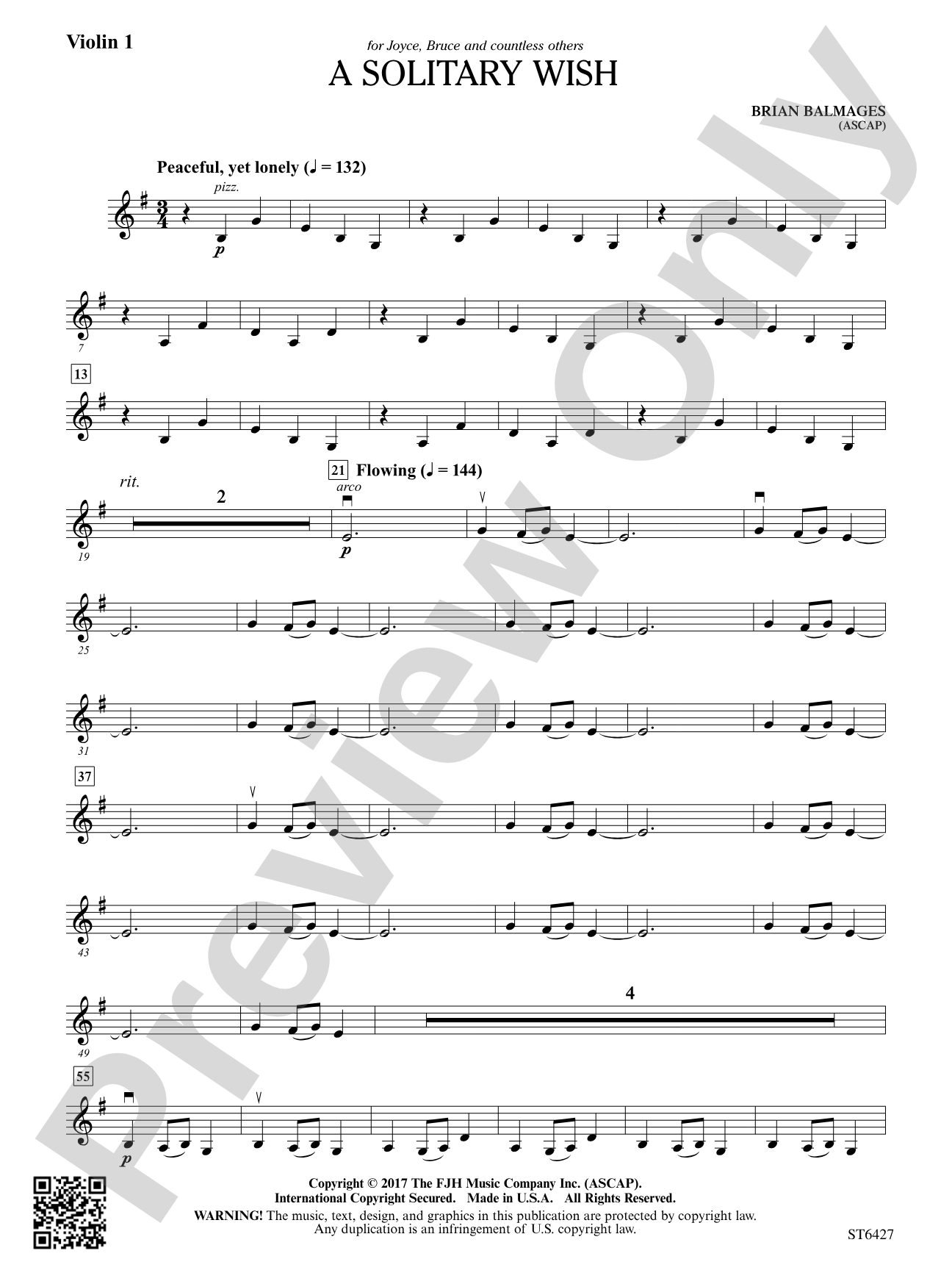 A Solitary Wish: Violin 1