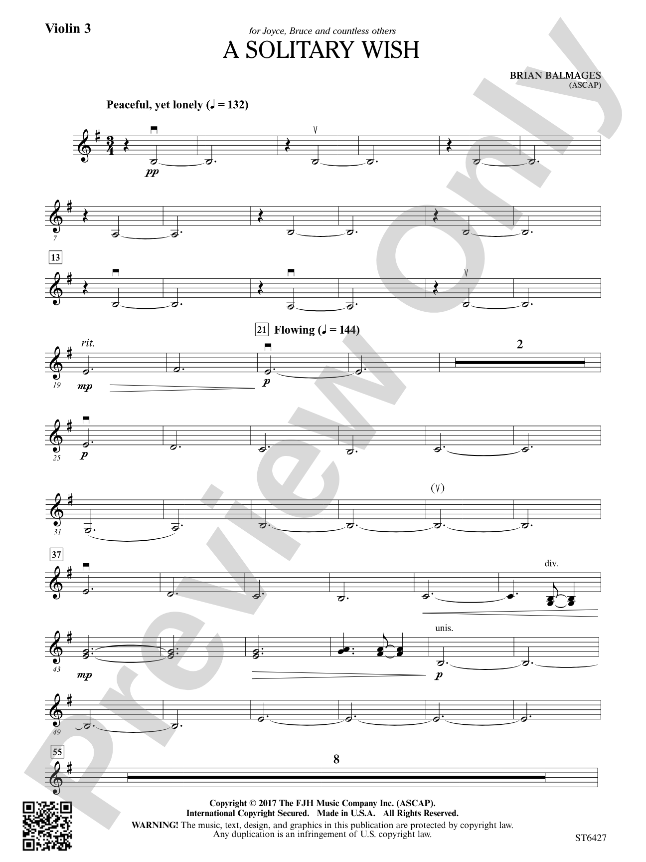 A Solitary Wish: Violin 3 (Viola T.C.)