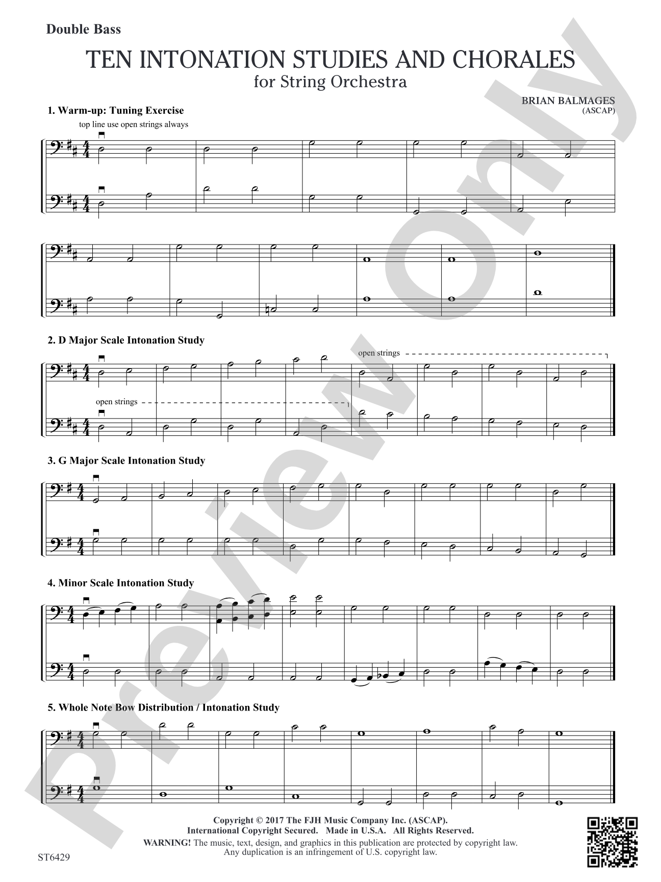 10 Intonation Studies and Chorales: Double Bass