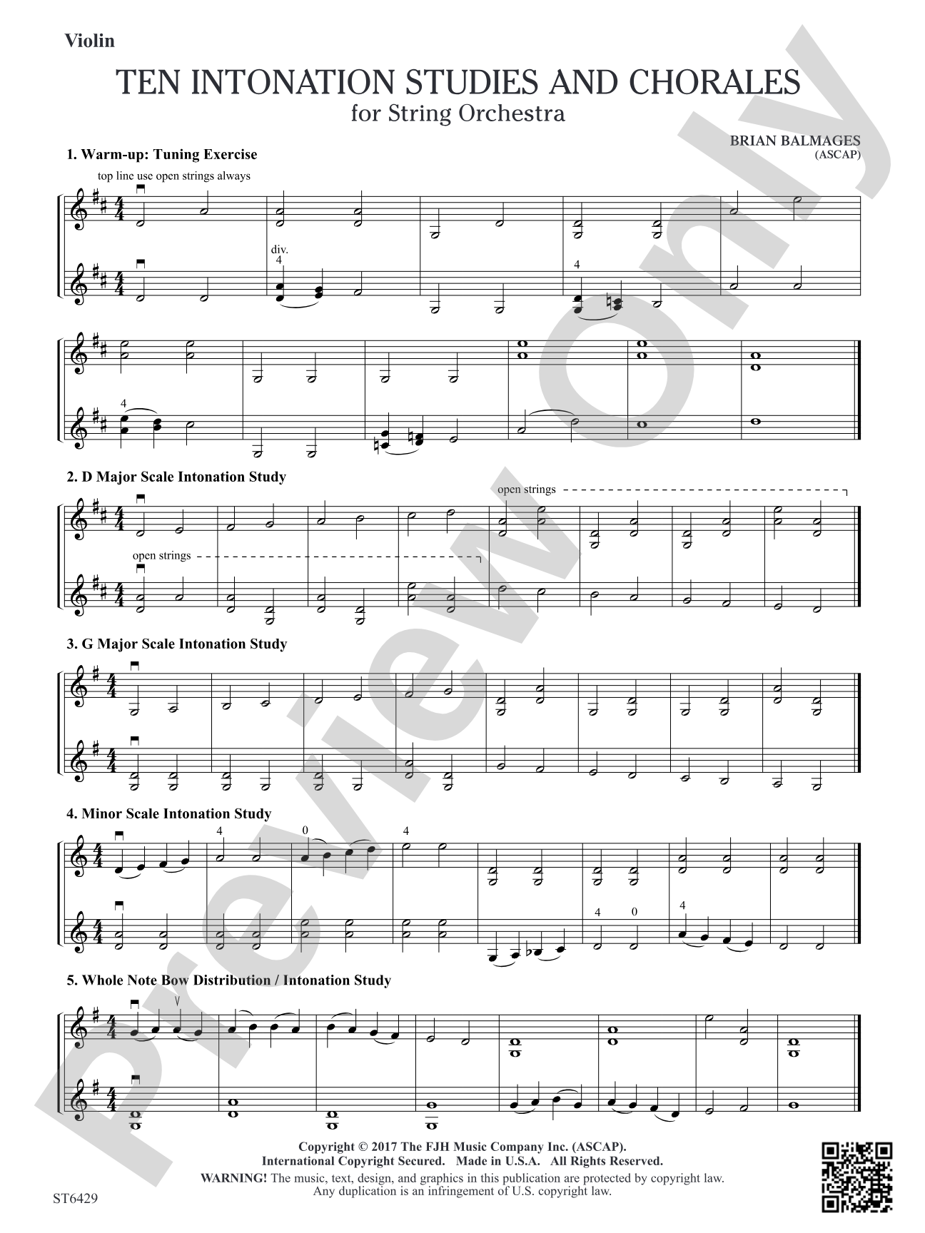 10 Intonation Studies and Chorales: Violin