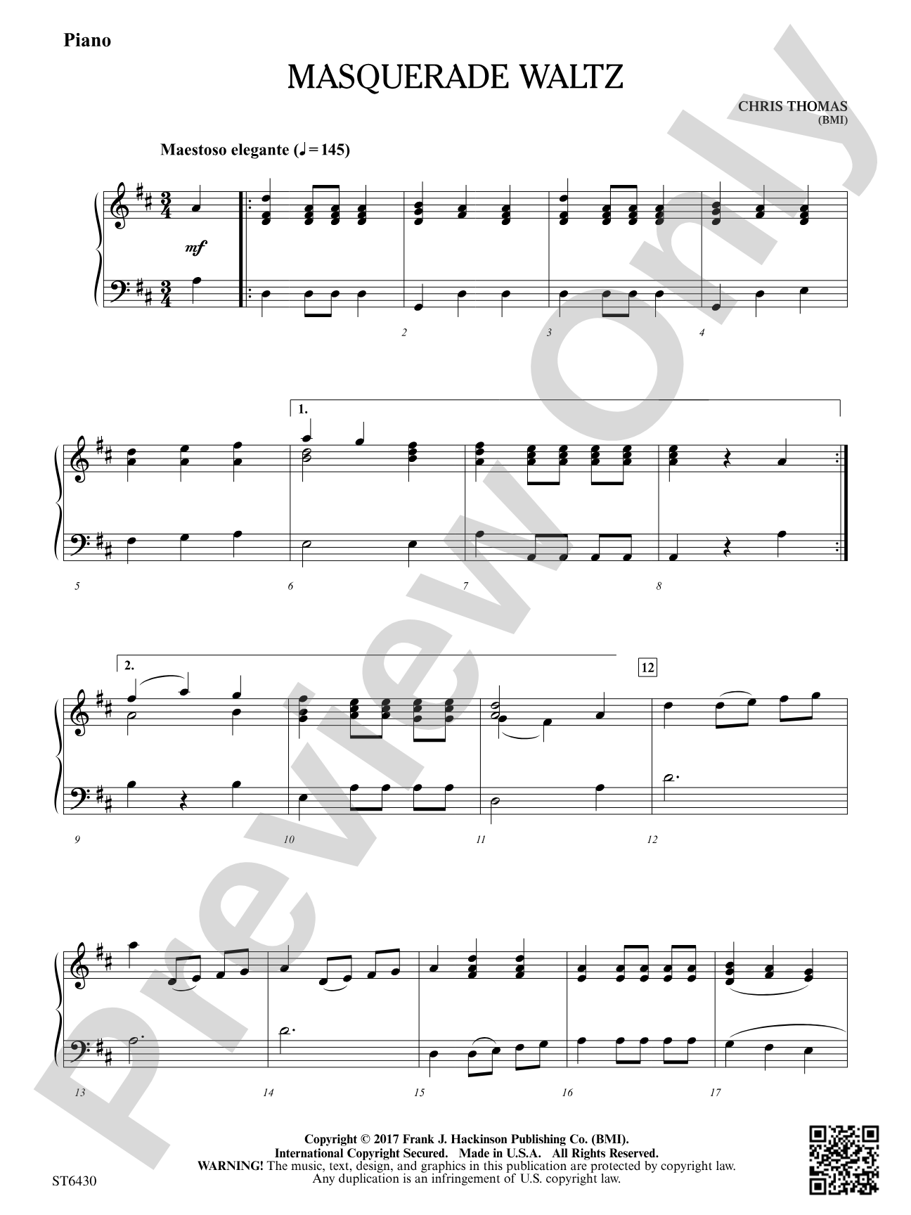Masquerade Waltz: Piano