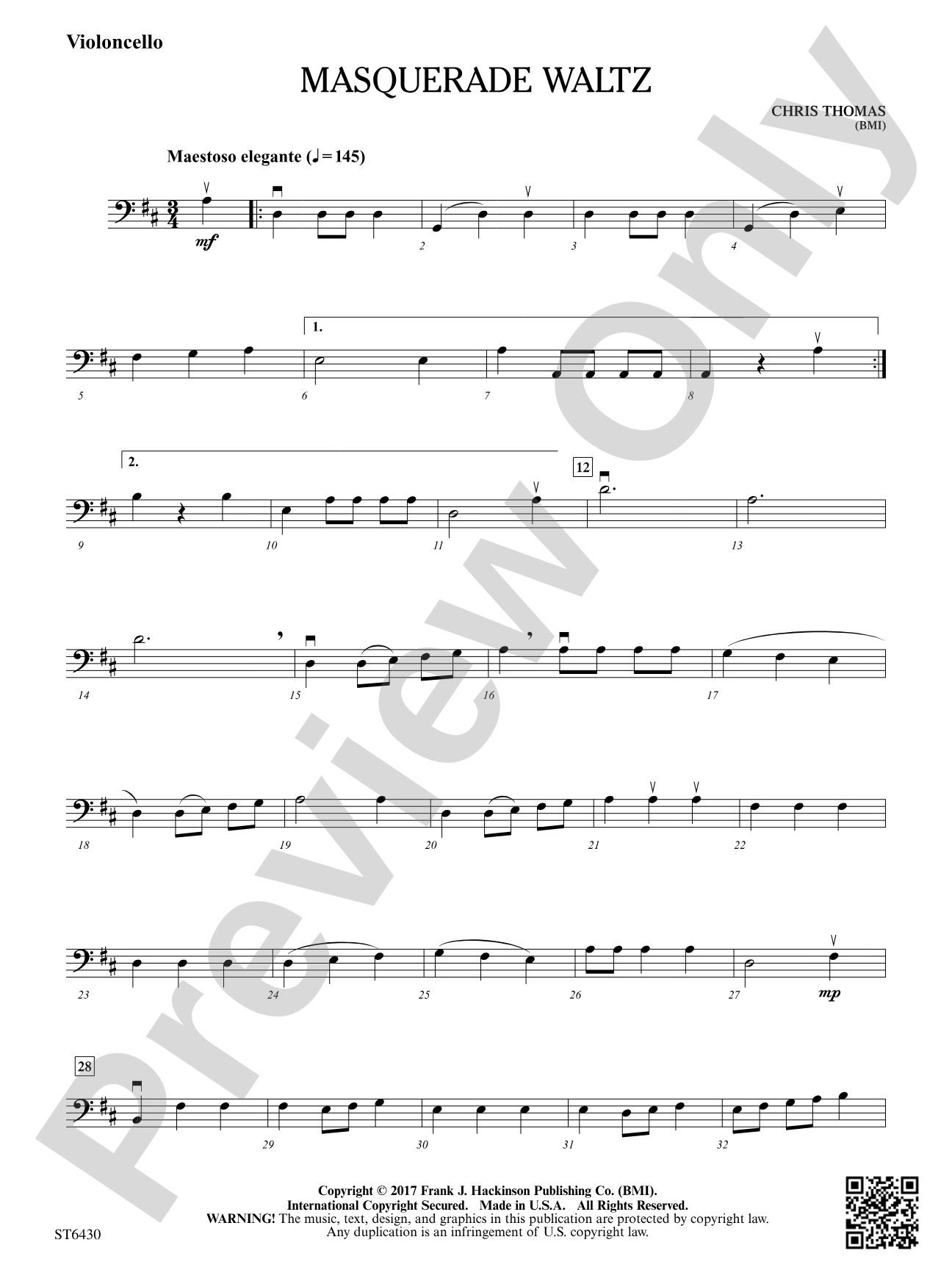 Masquerade Waltz: Violoncello
