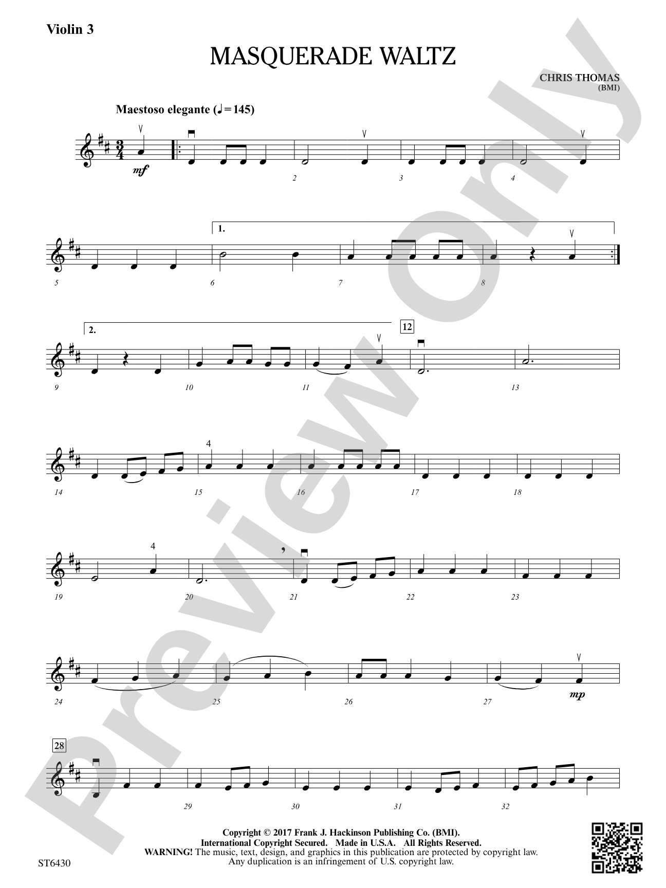 Masquerade Waltz: Violin 3 (Viola T.C.)