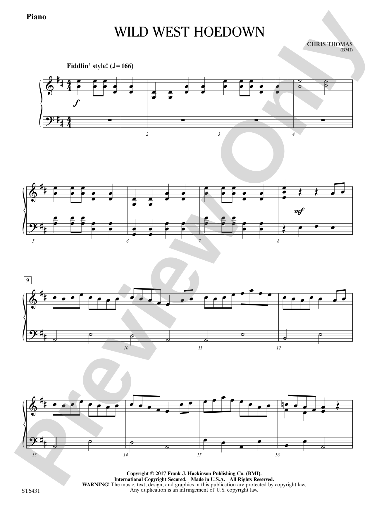 Wild West Hoedown: Piano