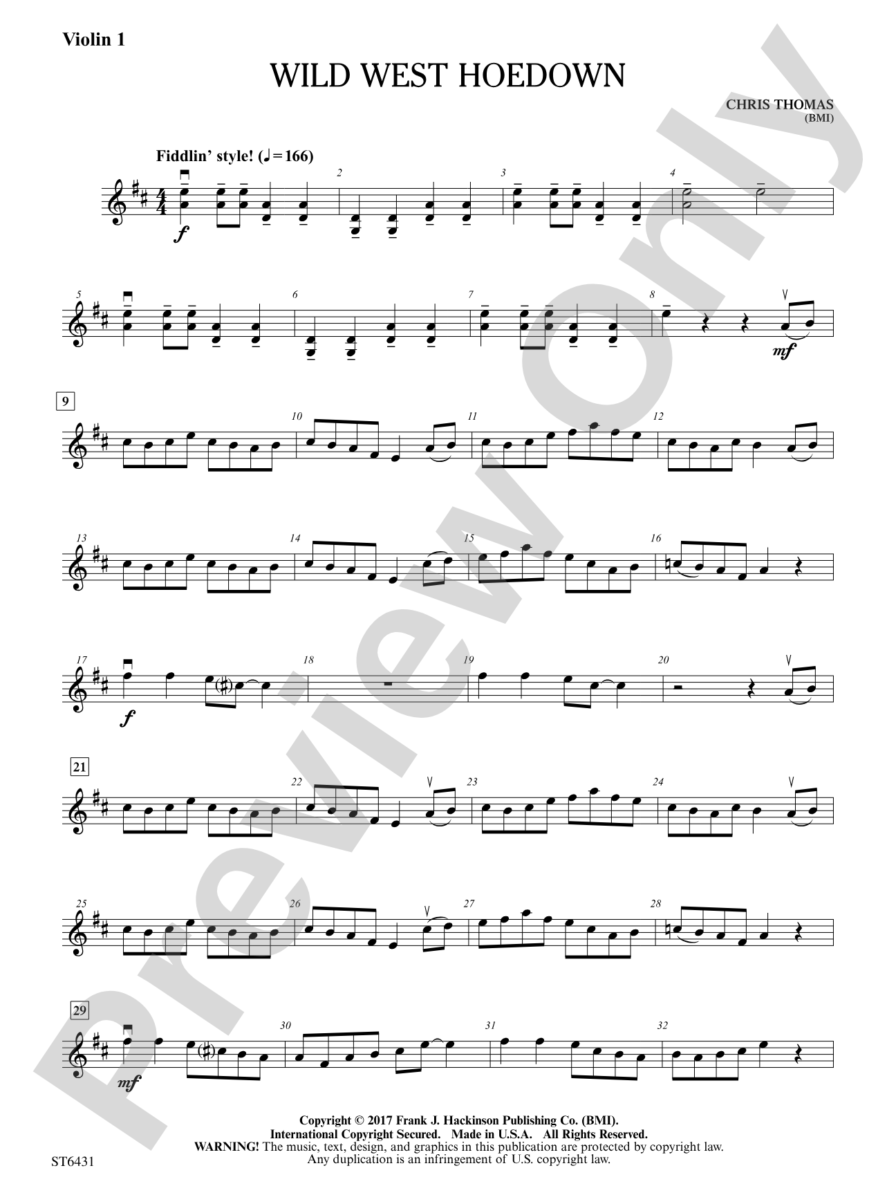 Wild West Hoedown: Violin 1