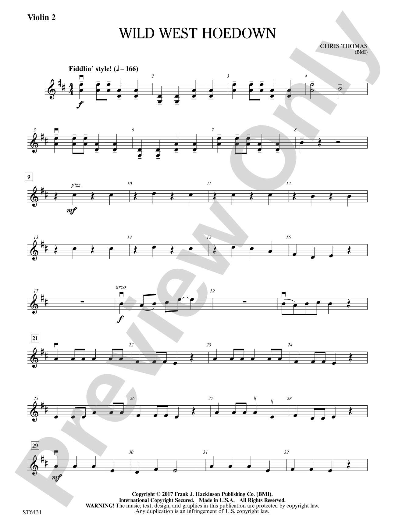 Wild West Hoedown: Violin 2