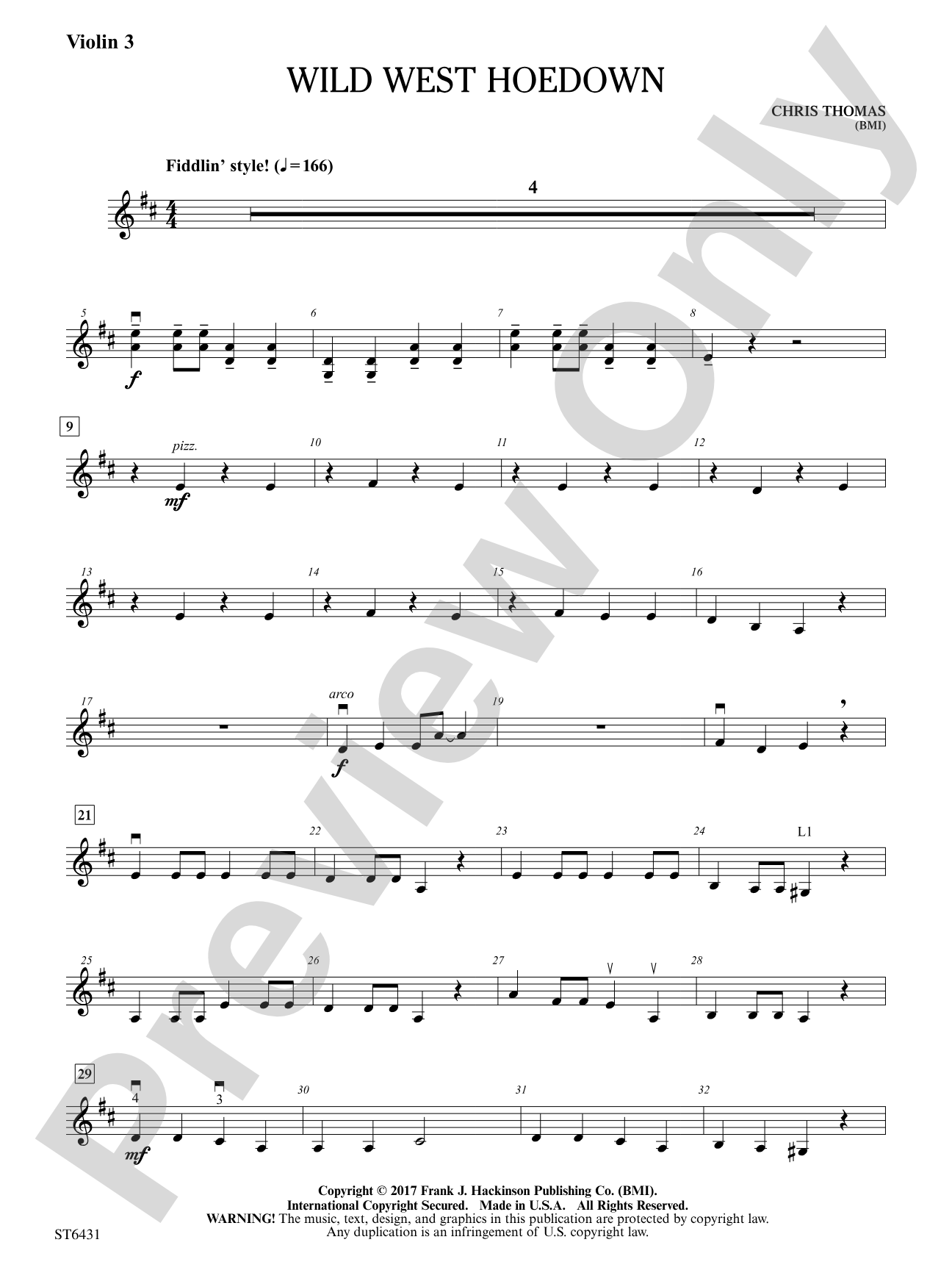 Wild West Hoedown: Violin 3 (Viola T.C.)