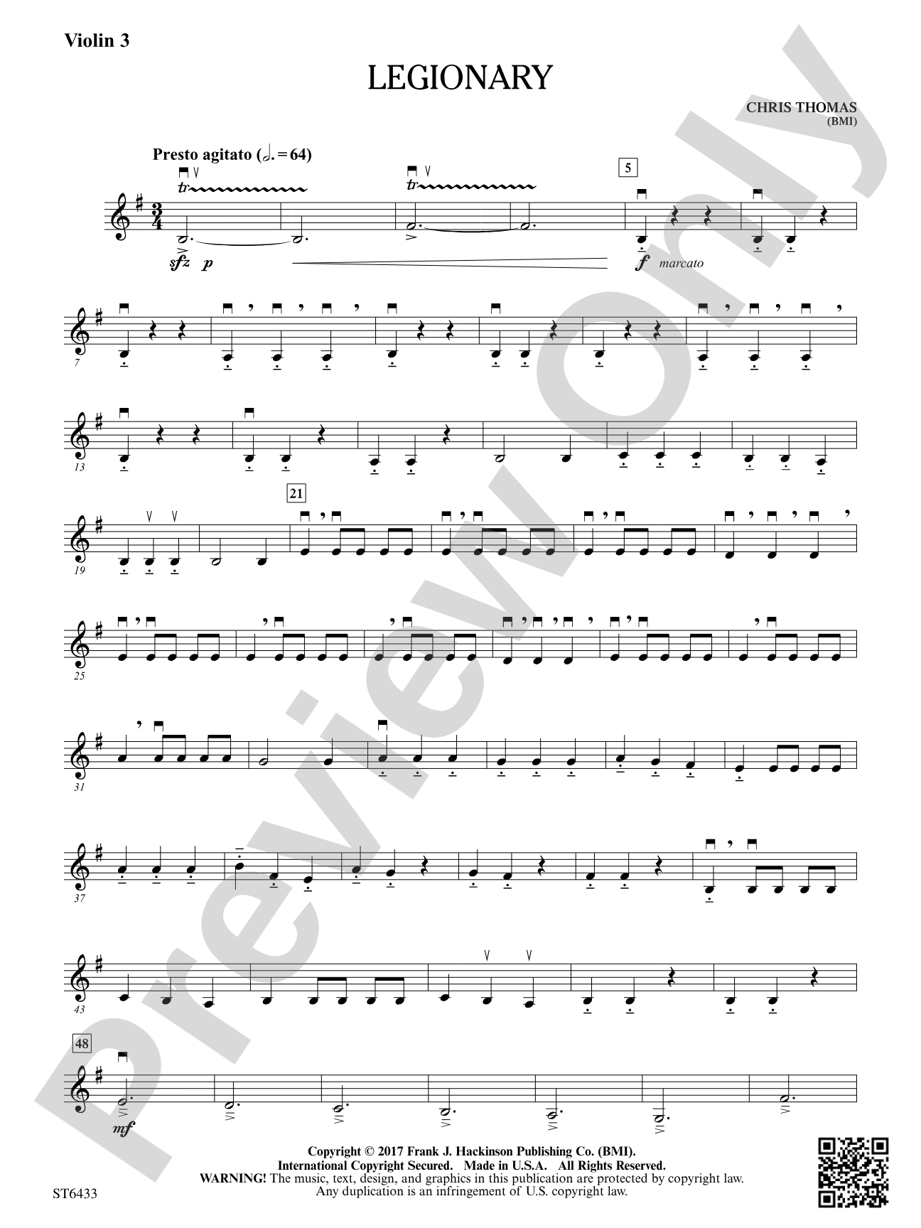 Legionary: Violin 3 (Viola T.C.)