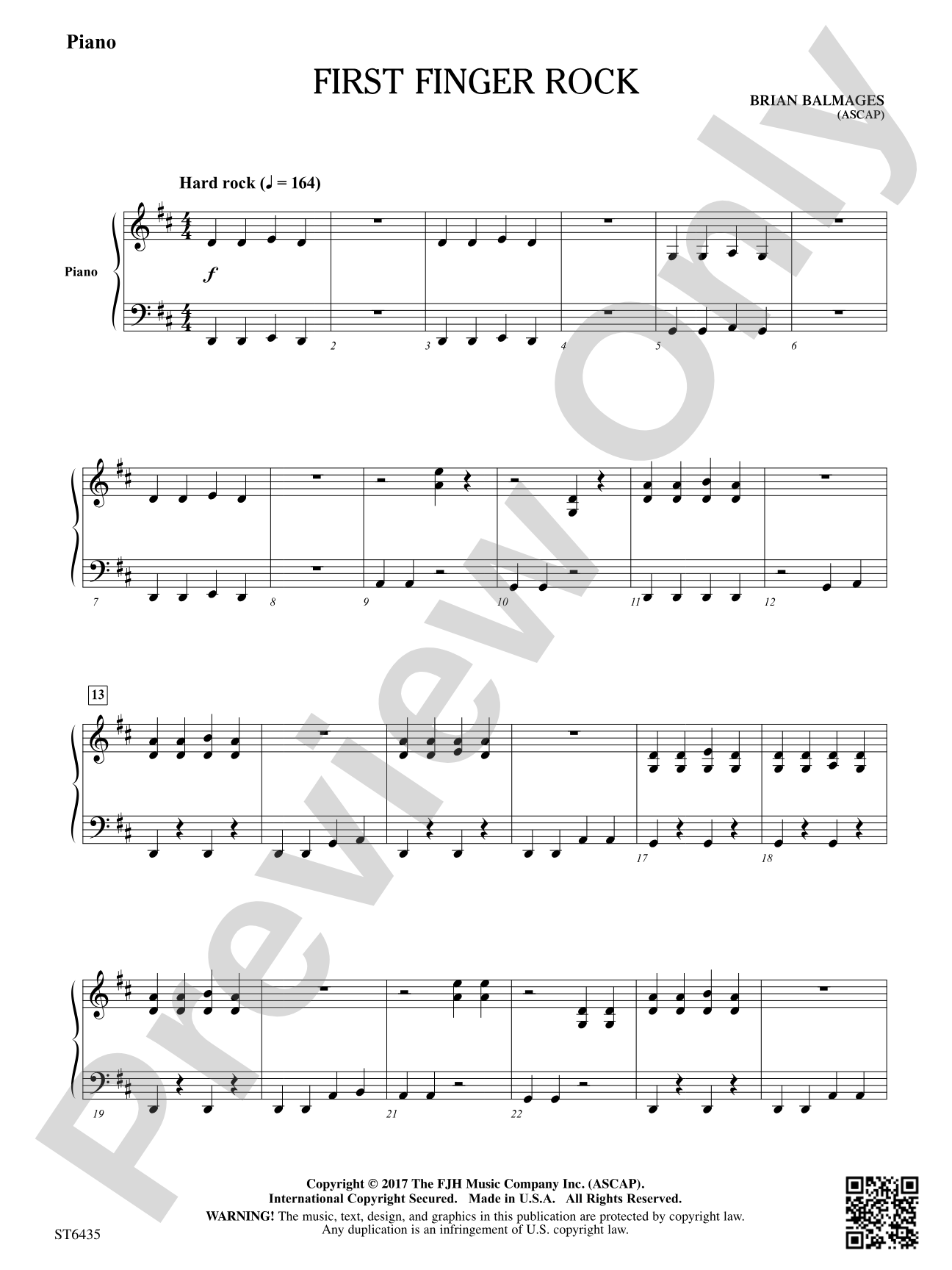 First Finger Rock: Piano