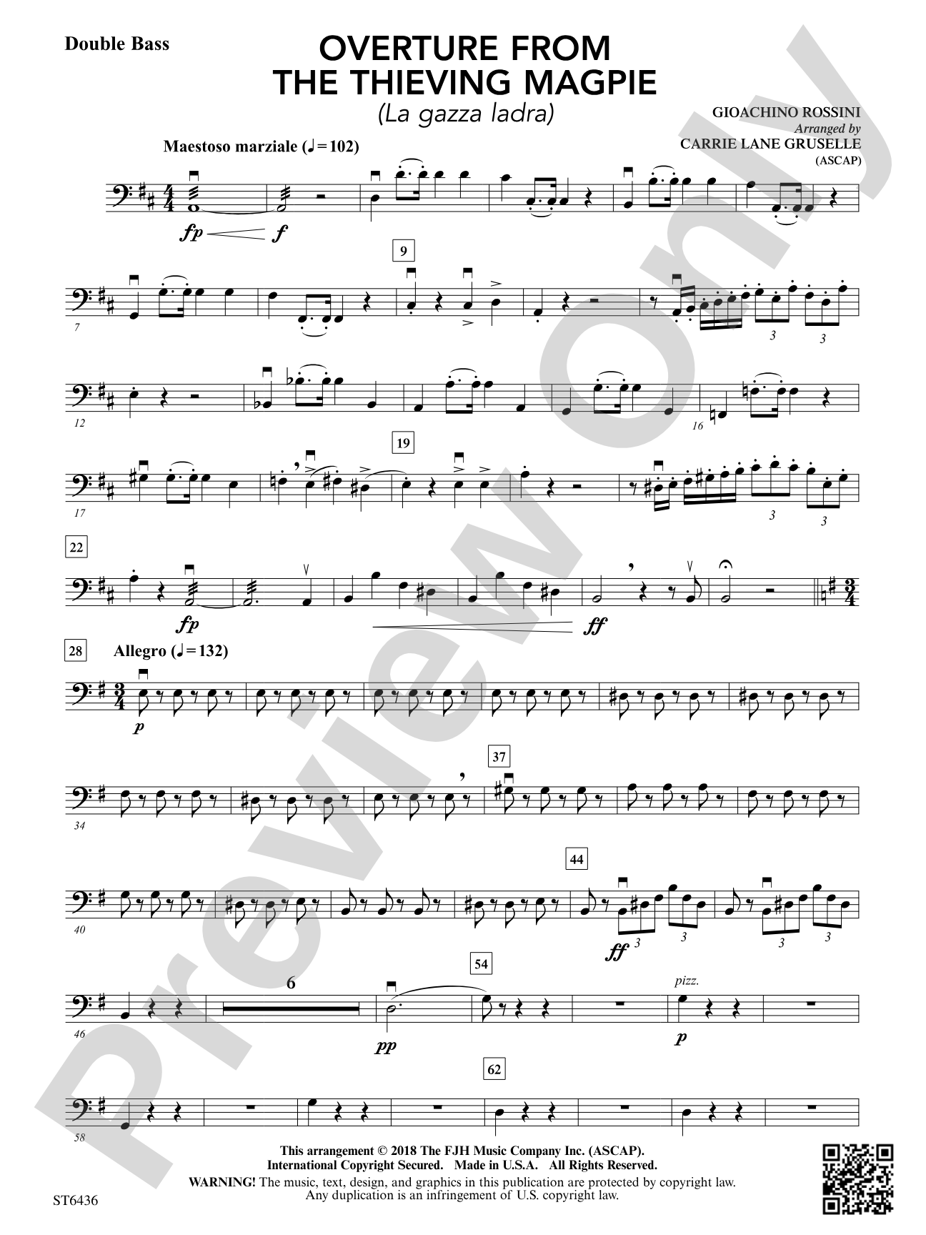 Overture from The Thieving Magpie: Double Bass