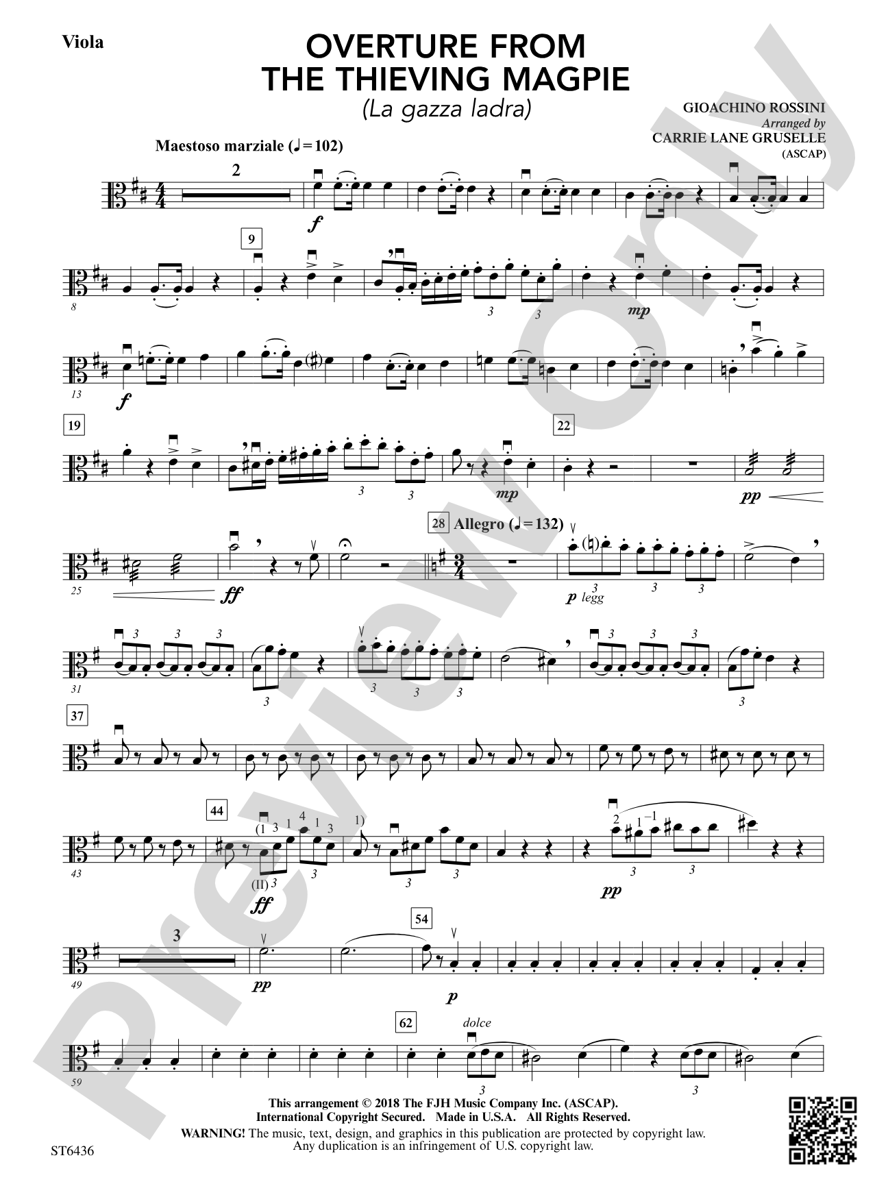 Overture from The Thieving Magpie: Viola