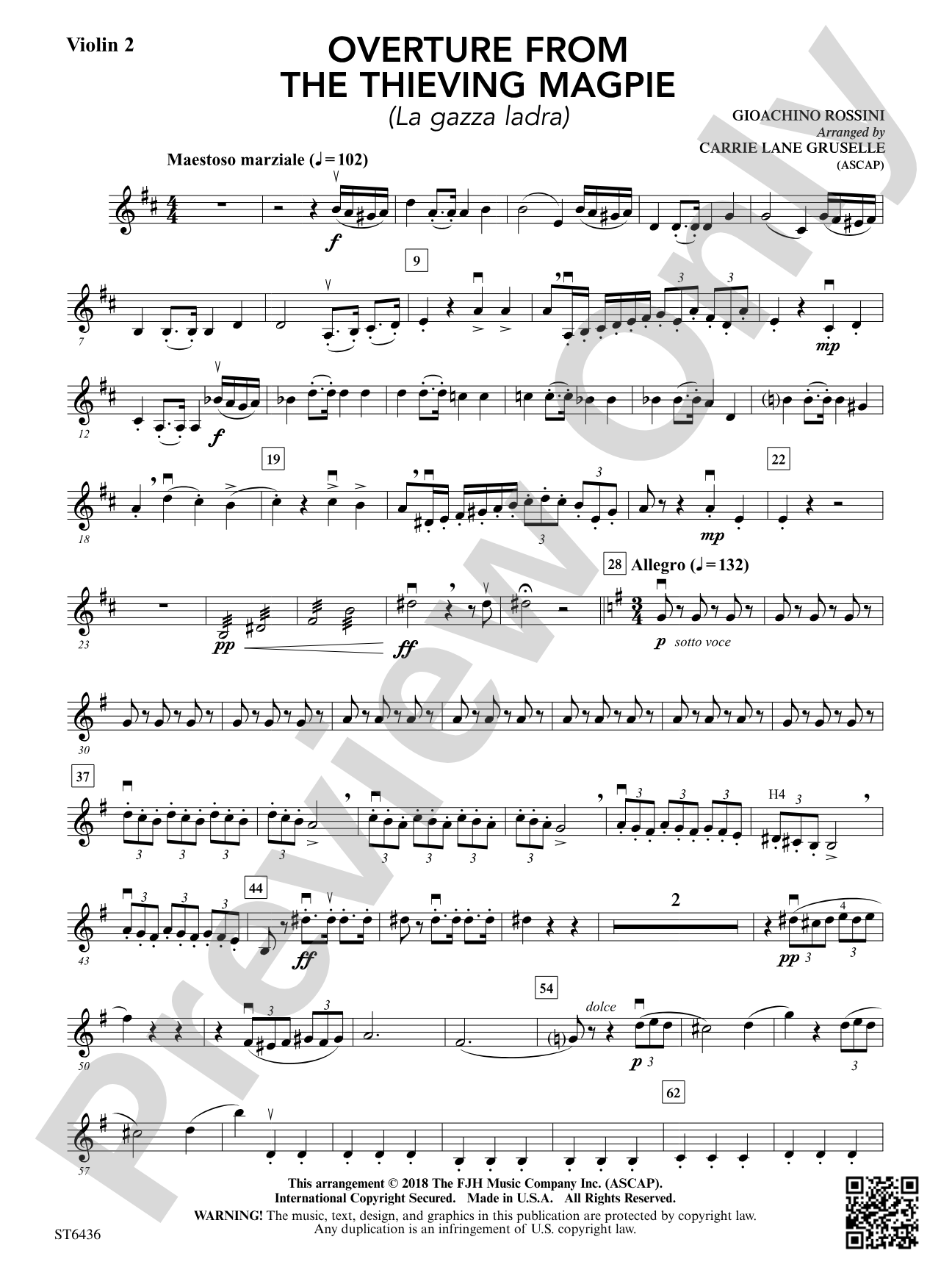 Overture from The Thieving Magpie: Violin 2