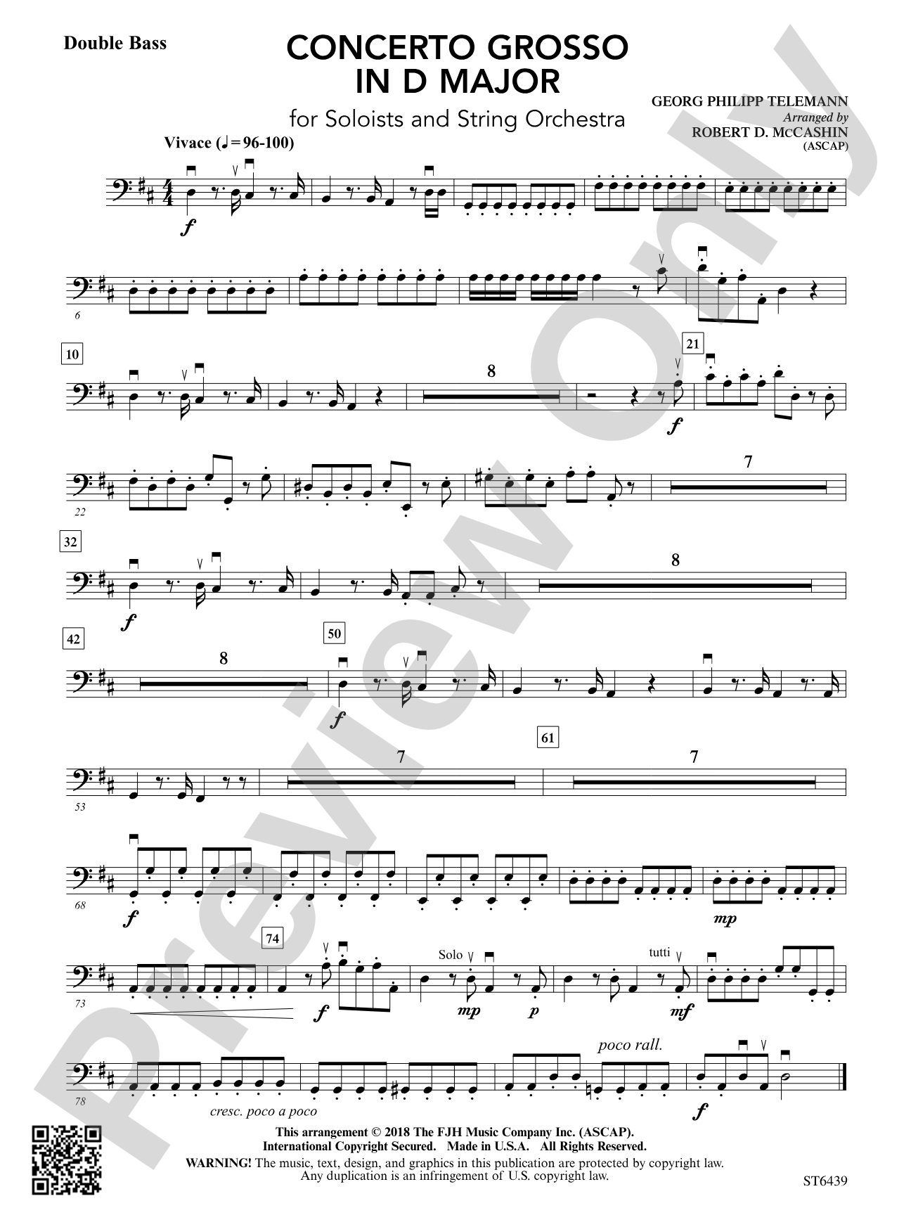 Concerto Grosso in D Major: Double Bass