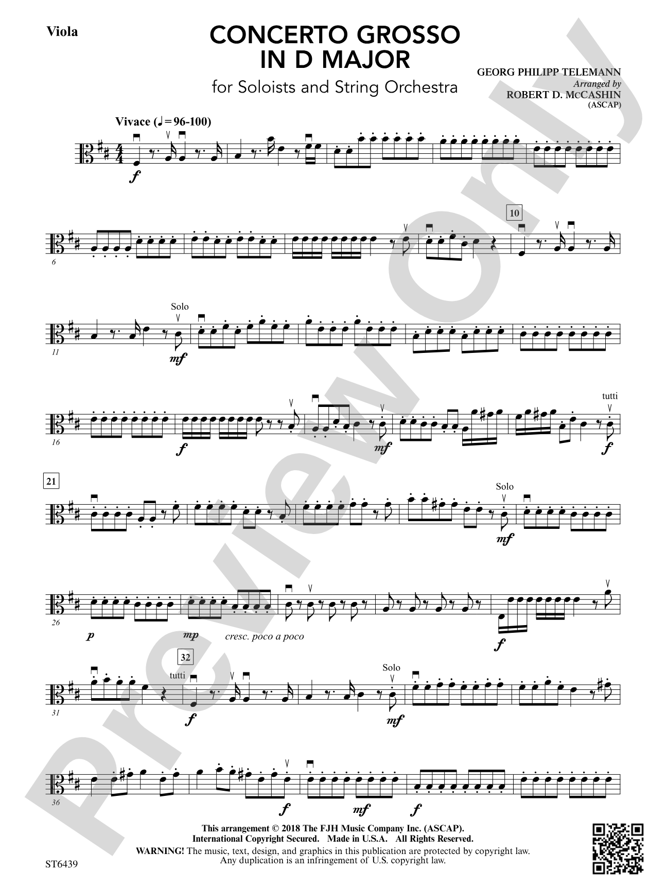 Concerto Grosso in D Major: Viola