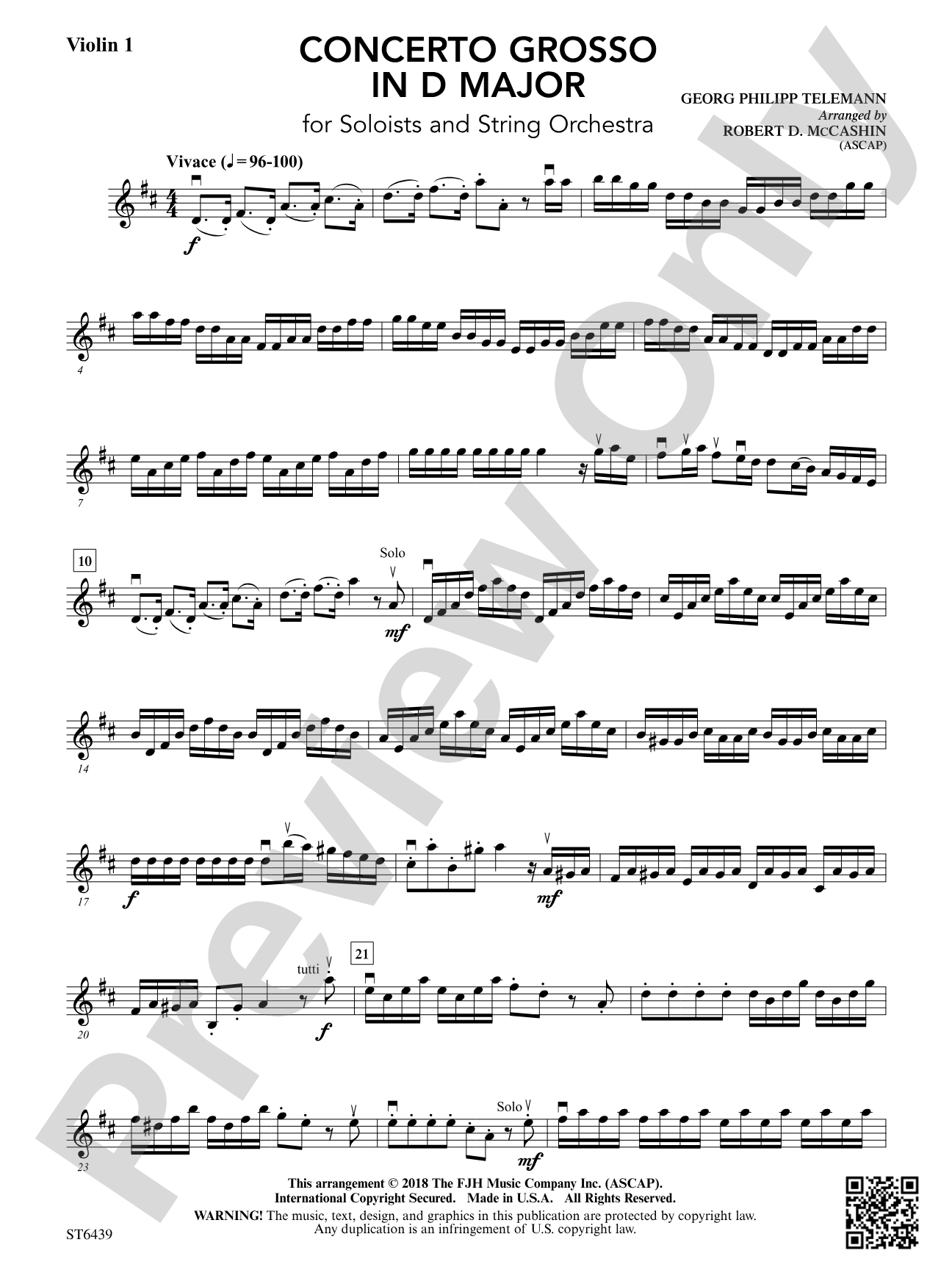 Concerto Grosso in D Major: Violin 1